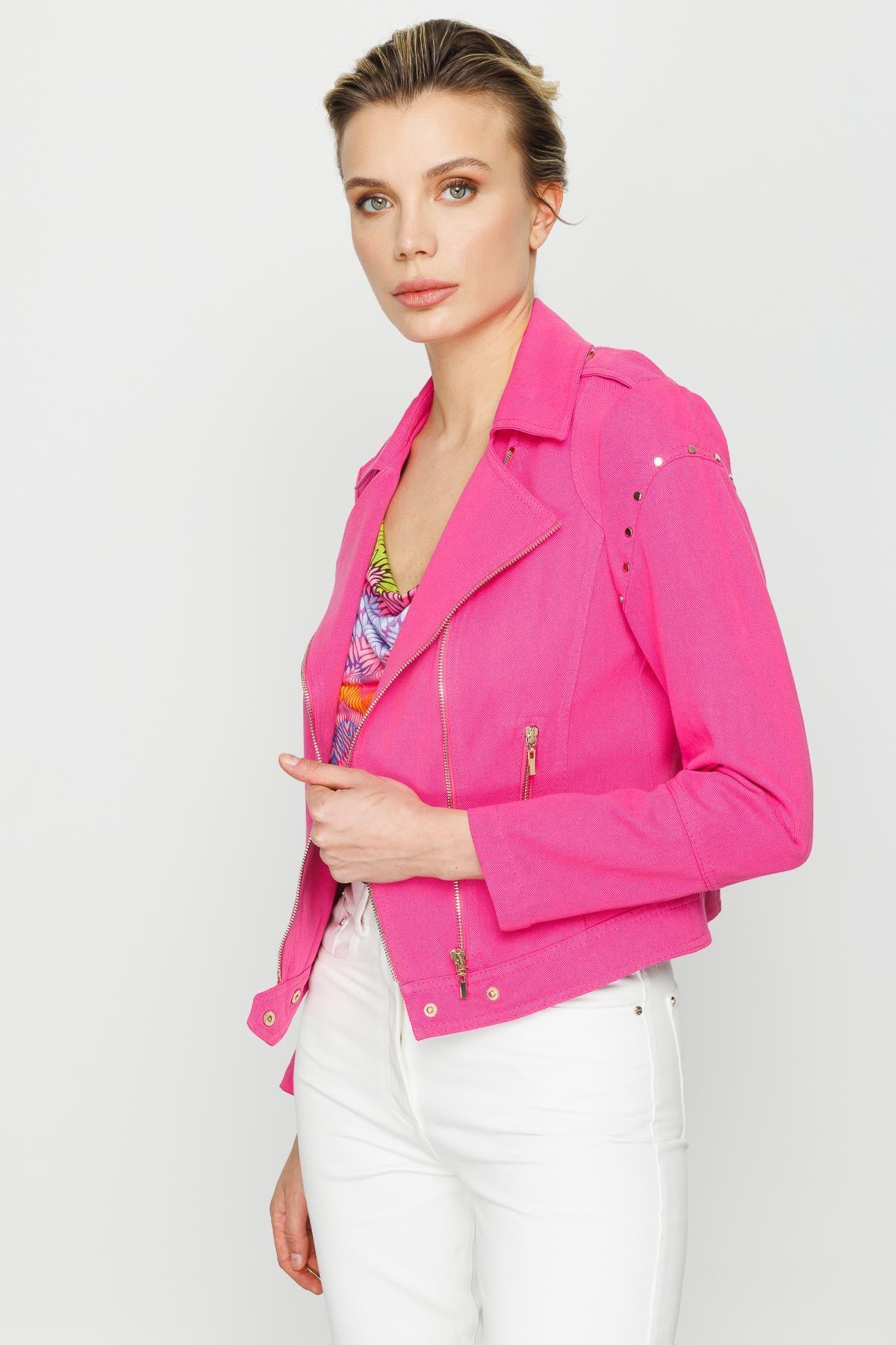 Ekol Fermuarlı Kısa Kot Kadın Ceket - Eser Giyim