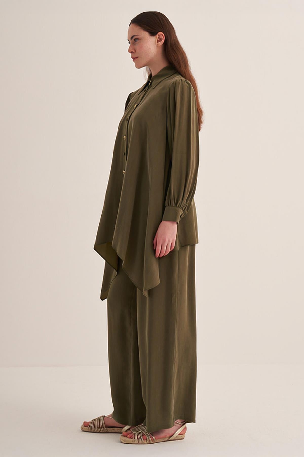 Cupro Tunic with Bow and Button Detail