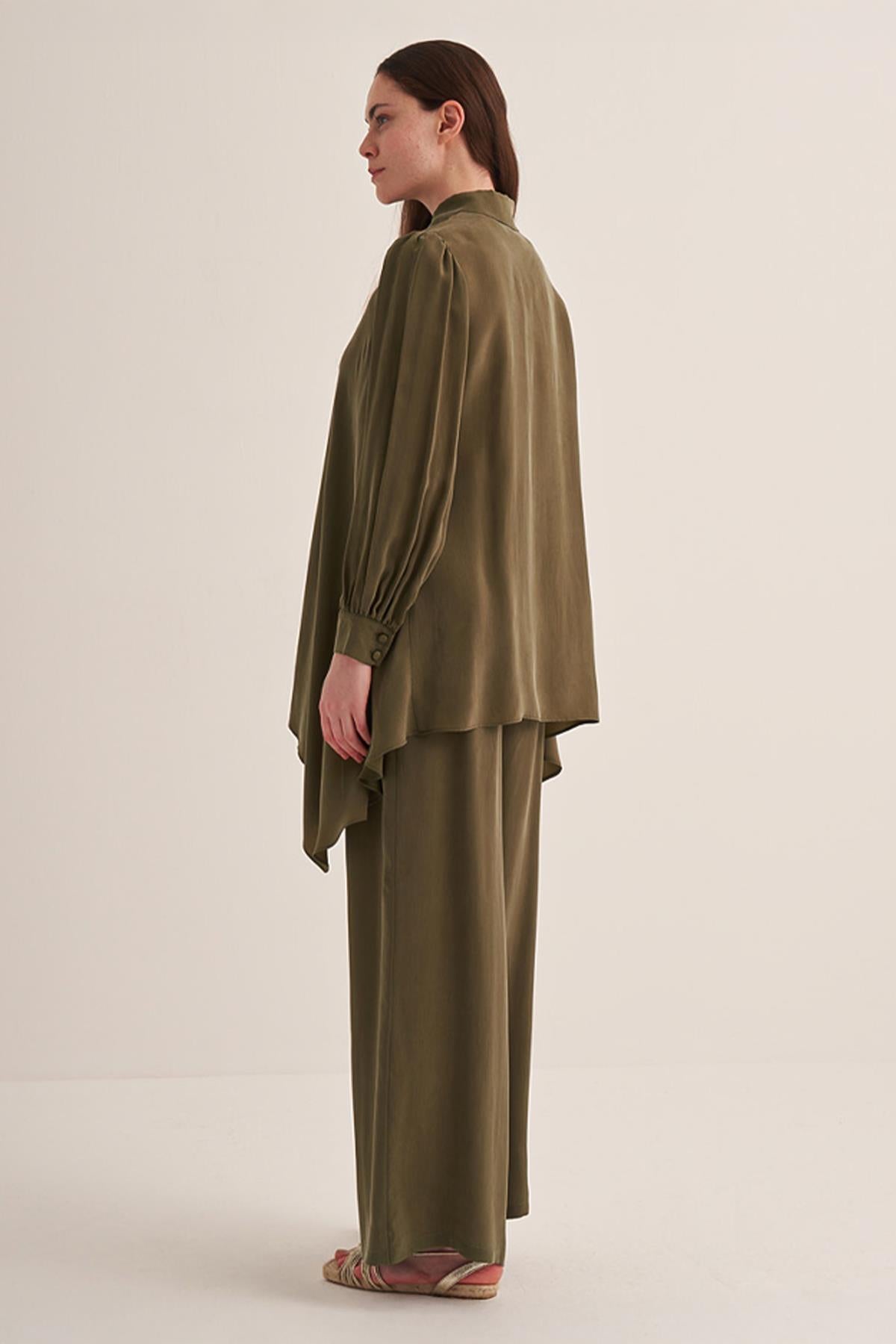 Cupro Tunic with Bow and Button Detail