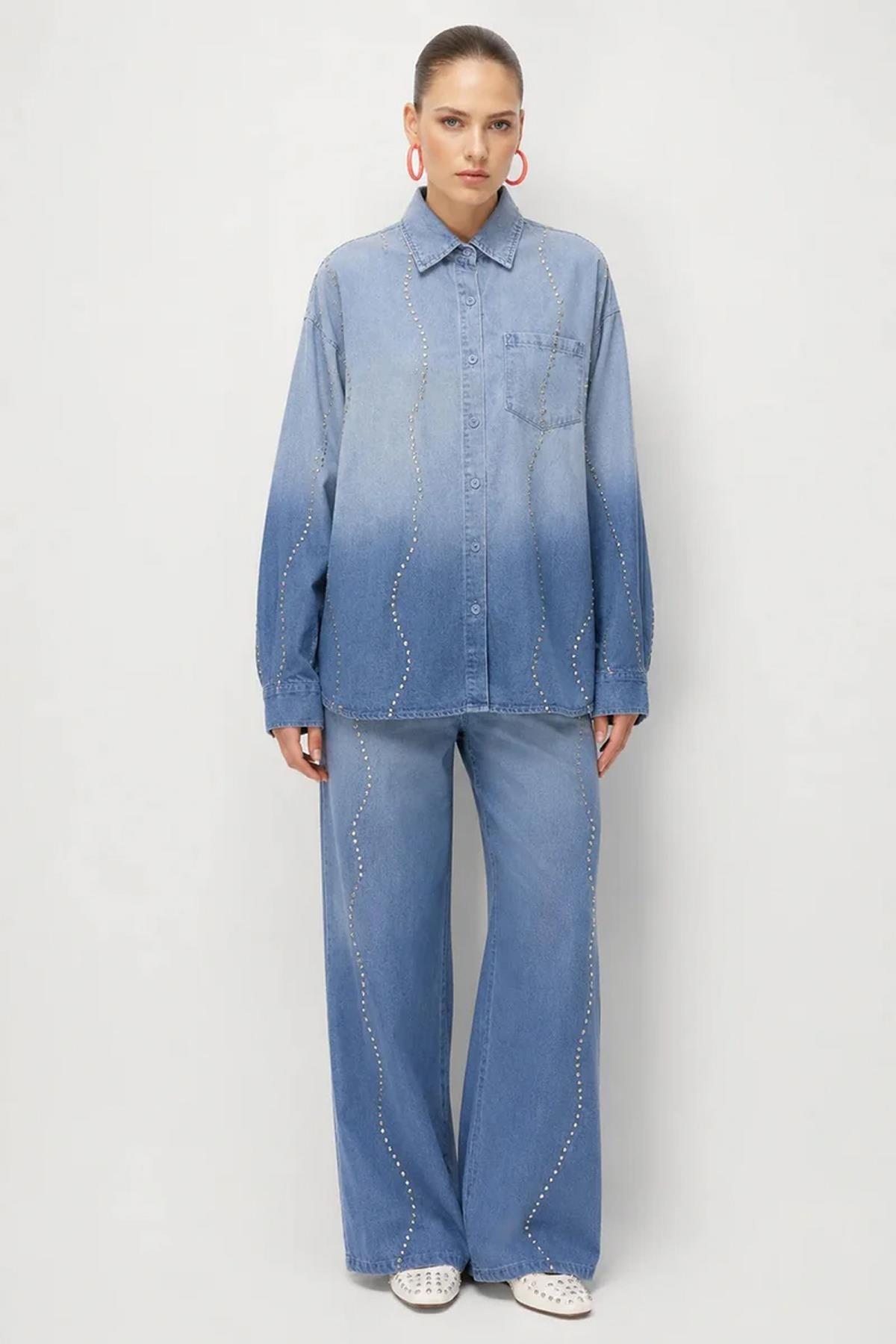 Taşlı Tunik Pantolon Takım