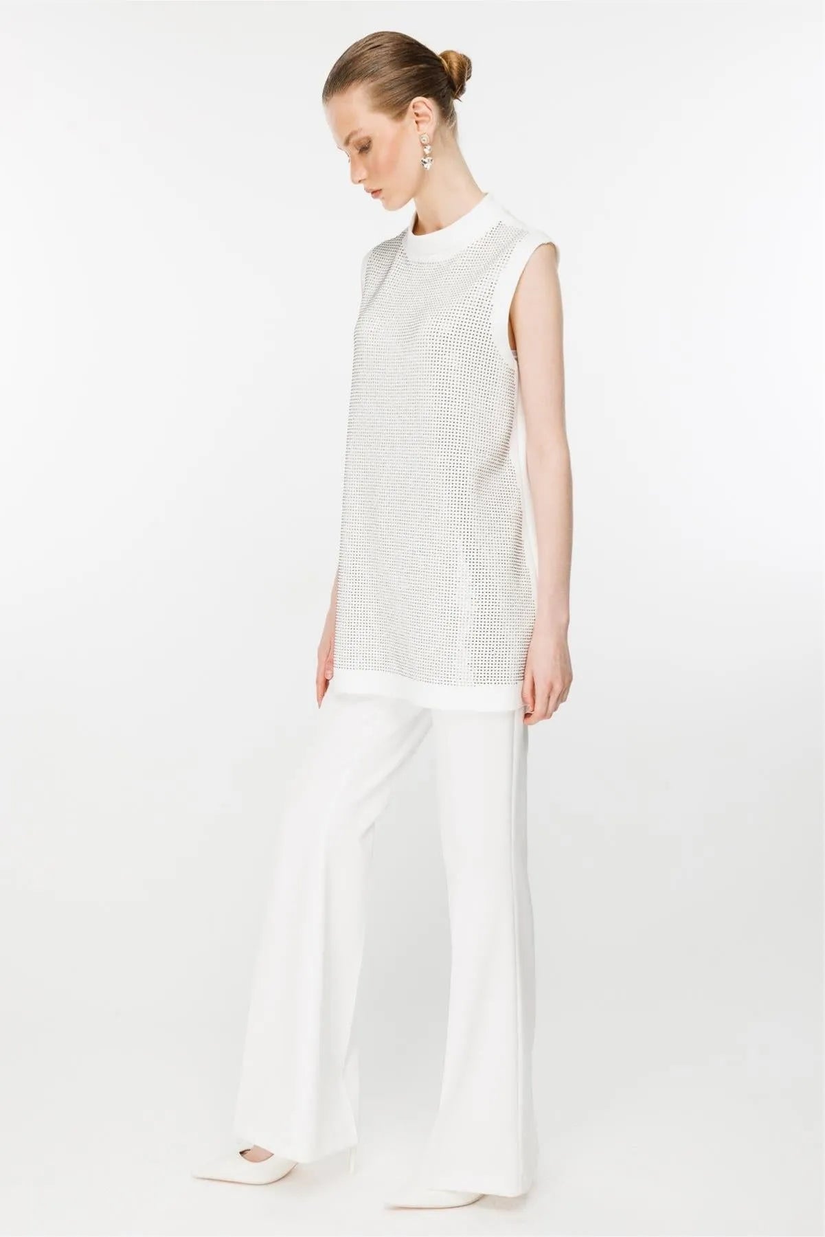 Stone Detailed Sleeveless Tunic