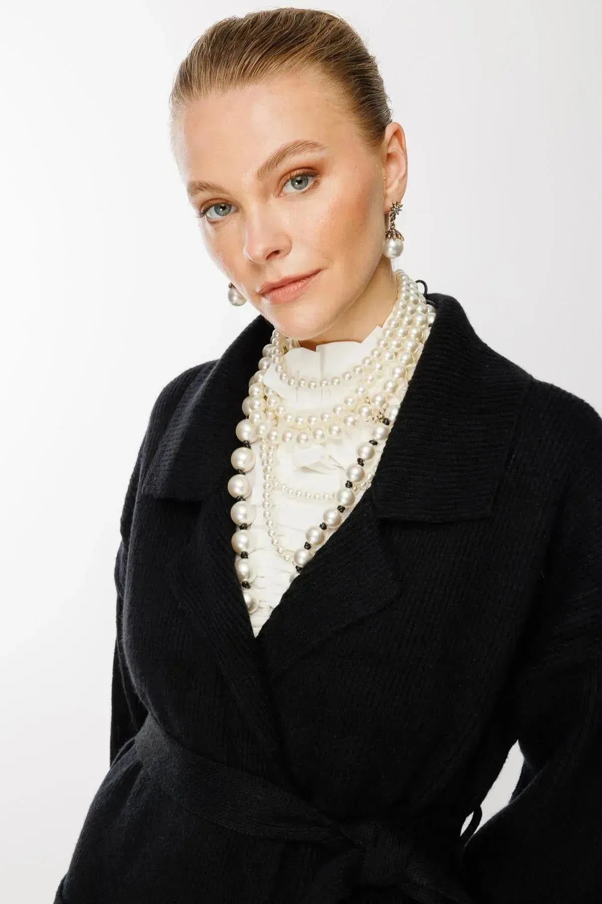 Belted Waist Knitted Long Cardigan