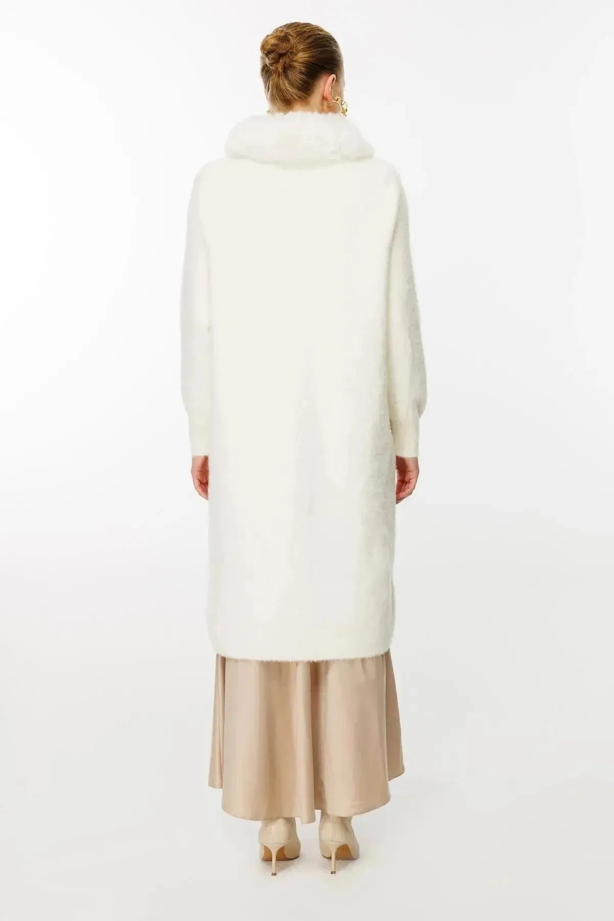 Fur Detailed Coat with Collar and Pocket