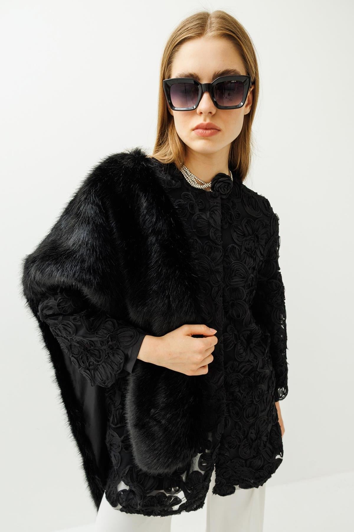Three-Dimensional Flower Detailed Jacket