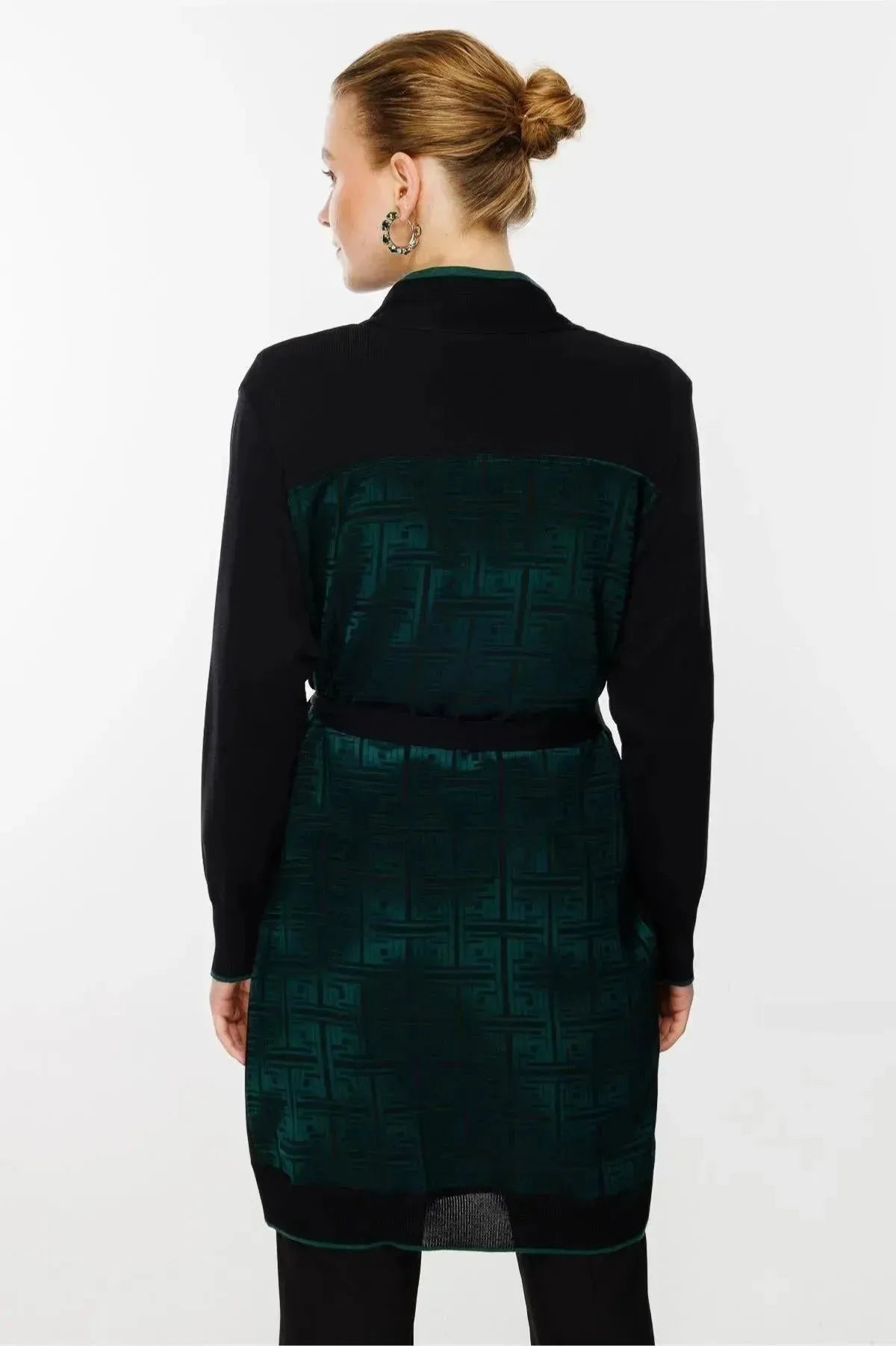 Waist Belted Patterned Cardigan