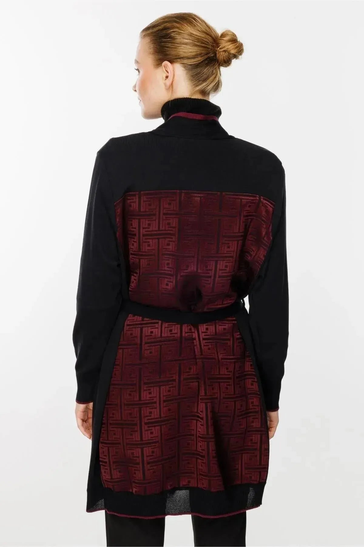 Waist Belted Patterned Cardigan