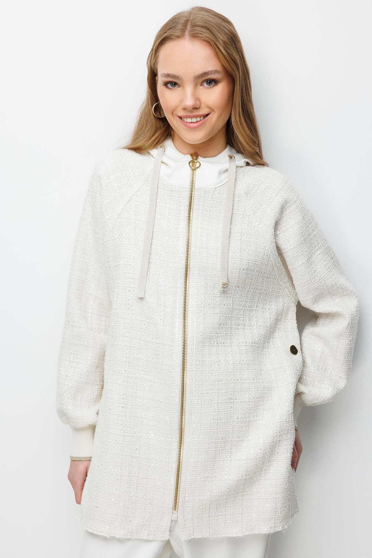 Önden Fermuarlı Kapüşonlu Ceket Ve Pantolon Takım