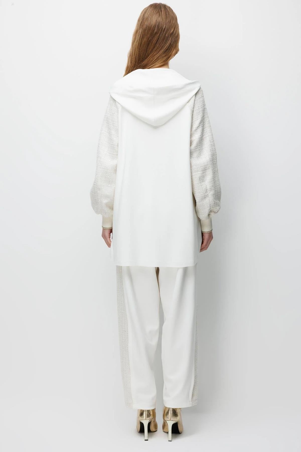 Önden Fermuarlı Kapüşonlu Ceket Ve Pantolon Takım