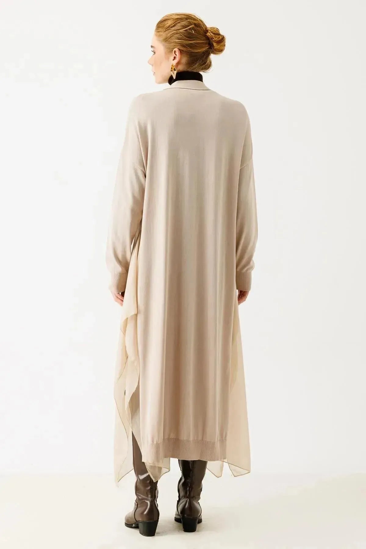 Chiffon Detailed Knitwear Cardigan