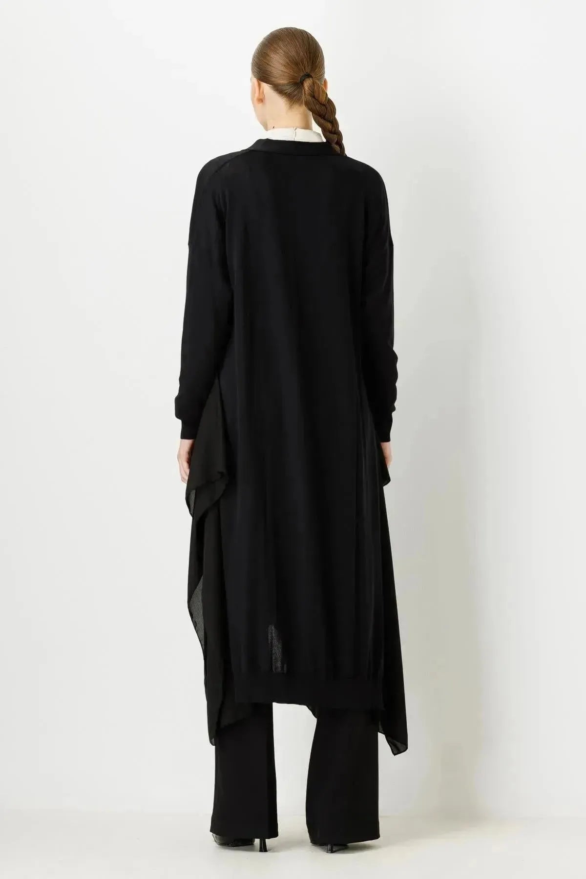 Chiffon Detailed Knitwear Cardigan