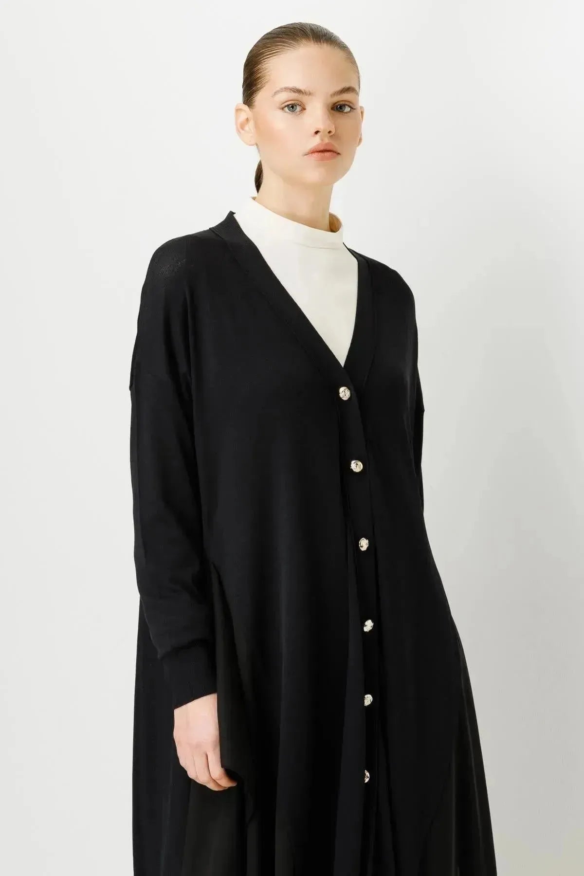 Chiffon Detailed Knitwear Cardigan