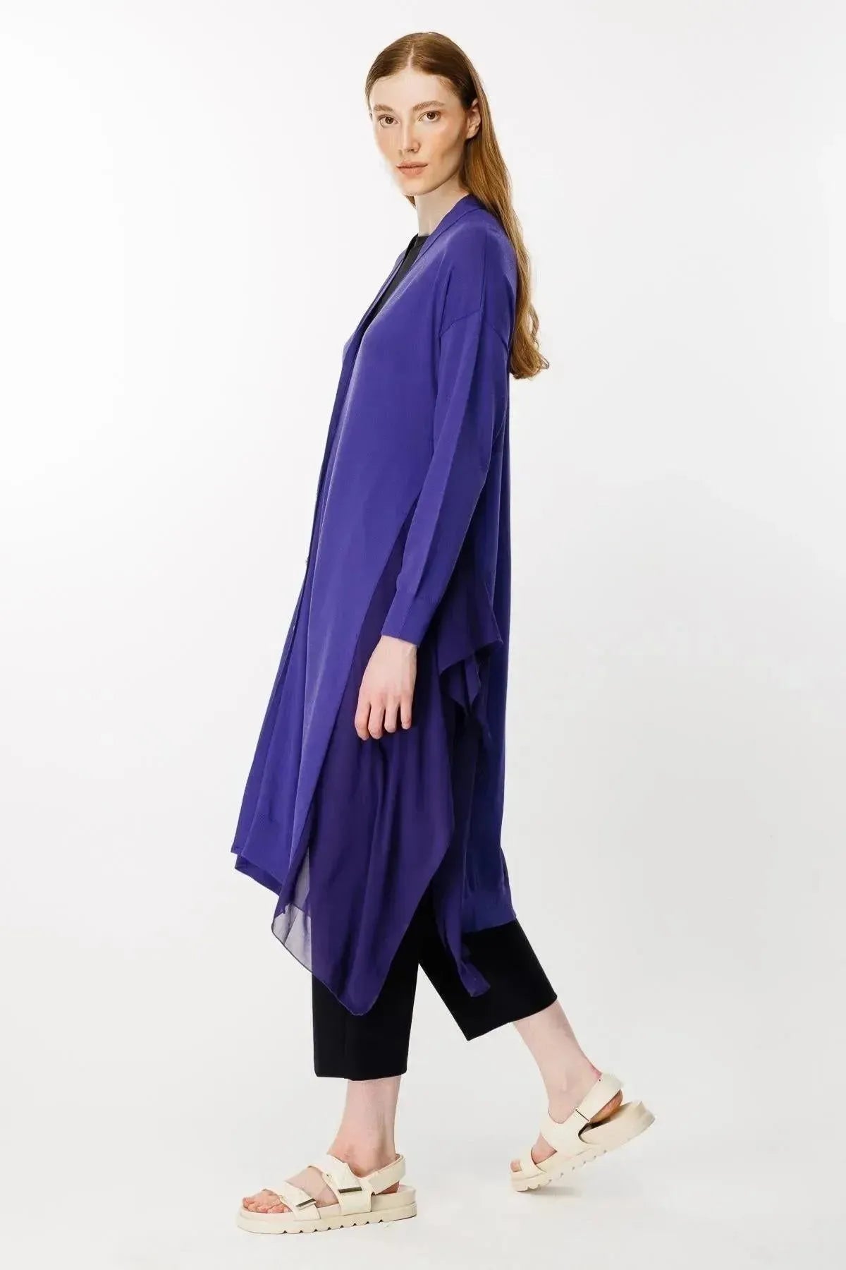 Chiffon Detailed Knitwear Cardigan