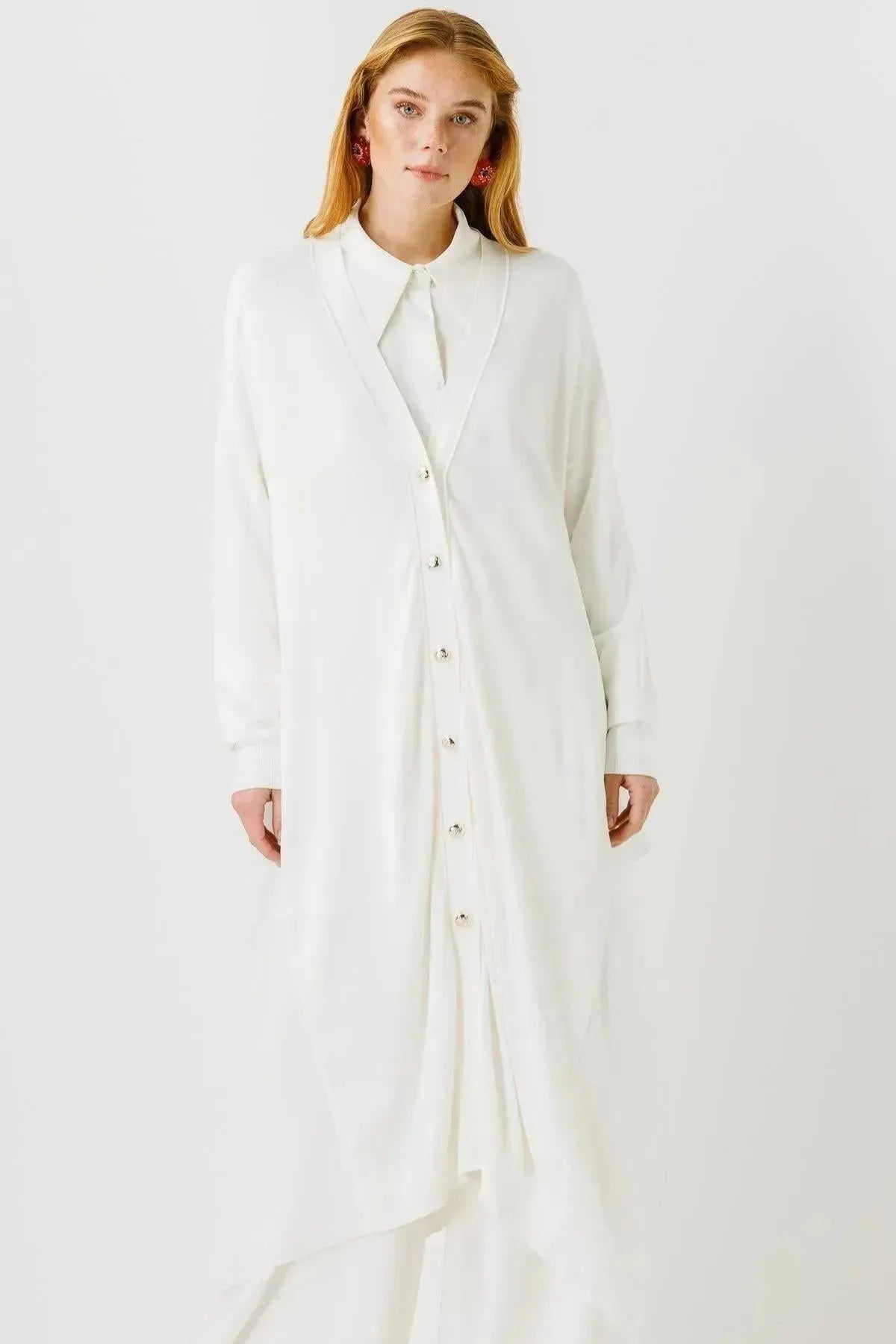 Chiffon Detailed Knitwear Cardigan