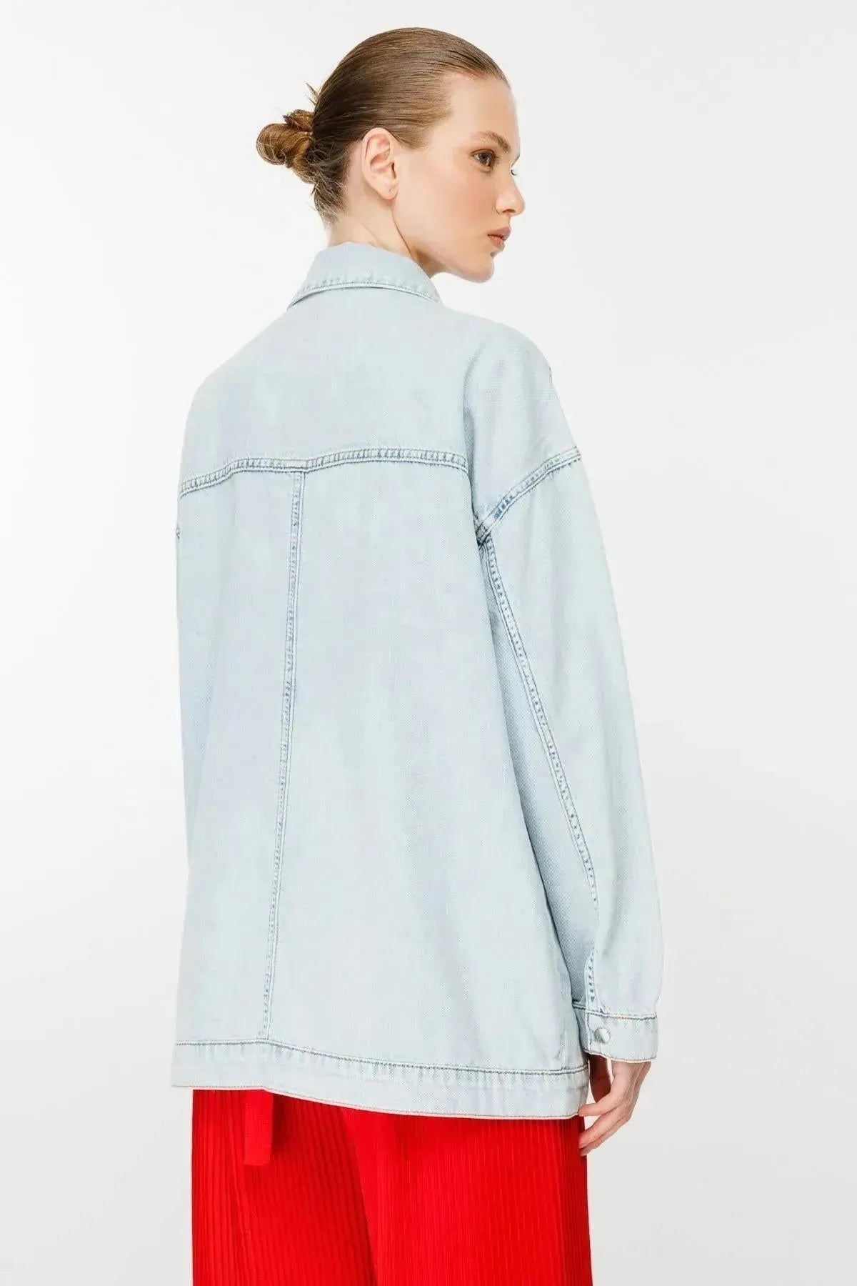Stone Embroidery Detailed Denim Jacket