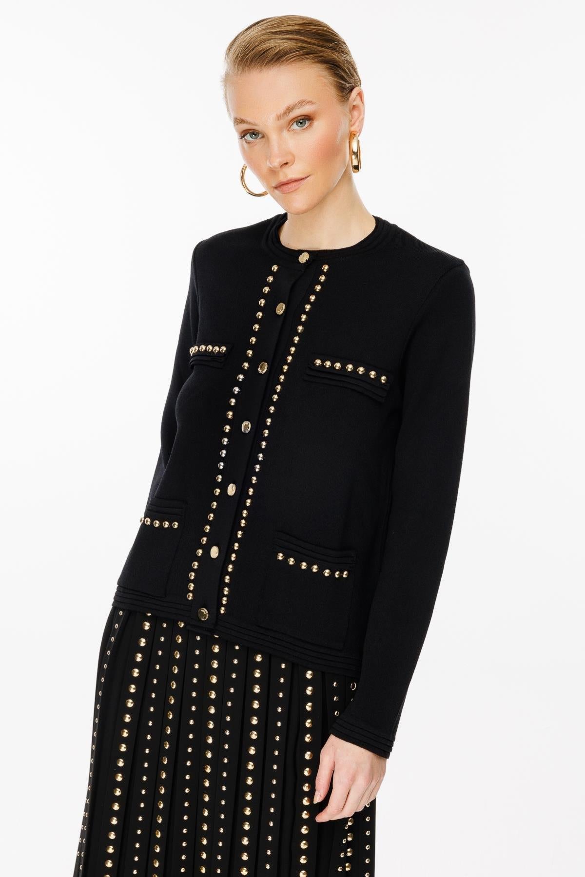 Stud Detailed Knitwear Jacket