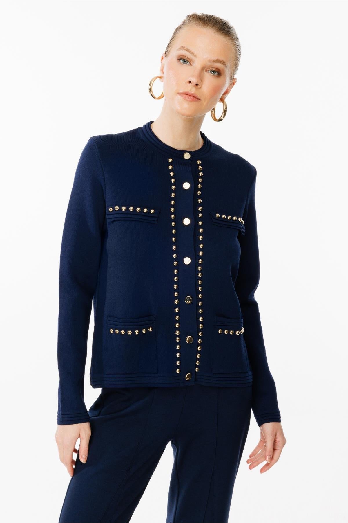 Stud Detailed Knitwear Jacket