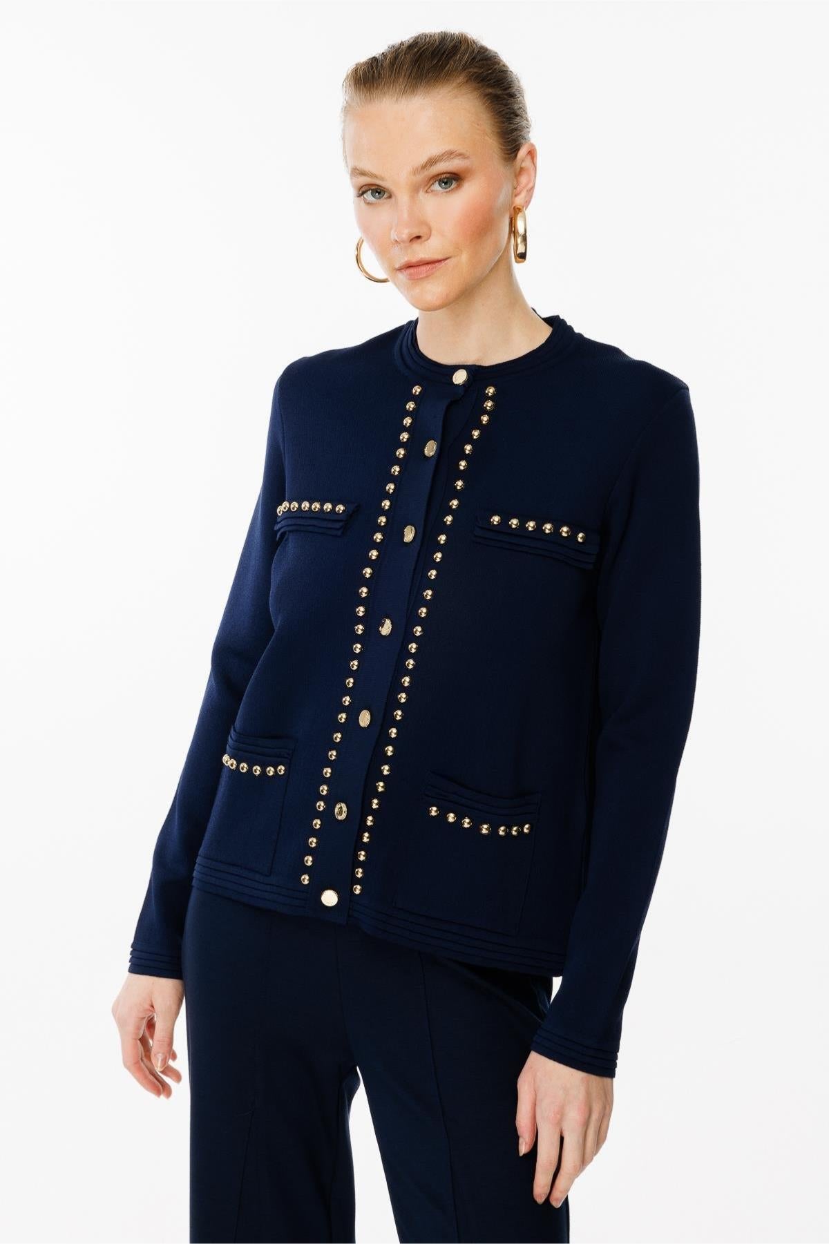 Stud Detailed Knitwear Jacket