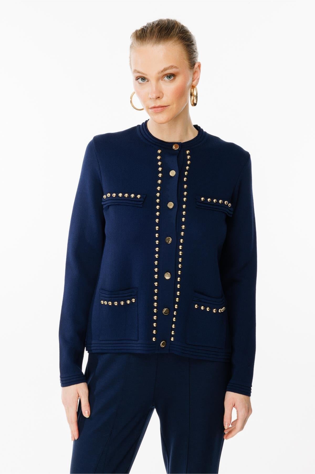 Stud Detailed Knitwear Jacket