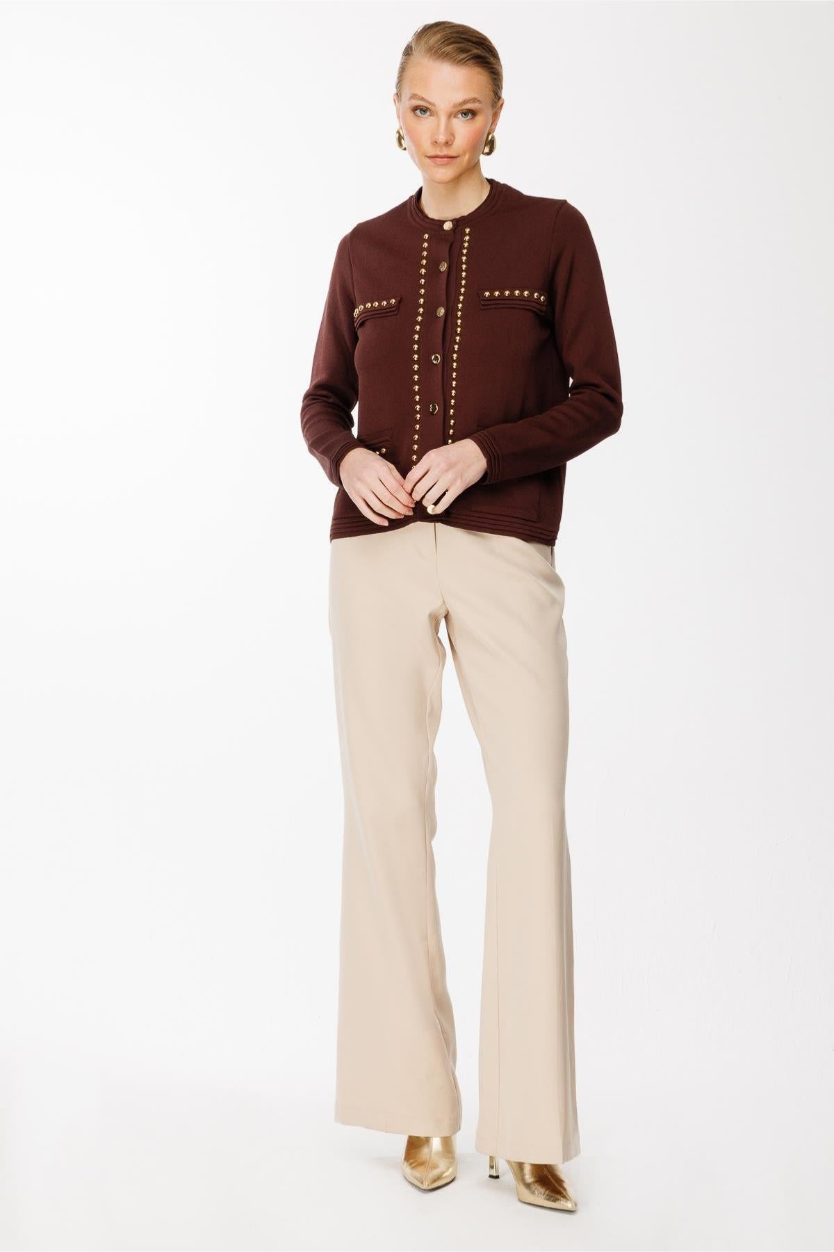 Stud Detailed Knitwear Jacket