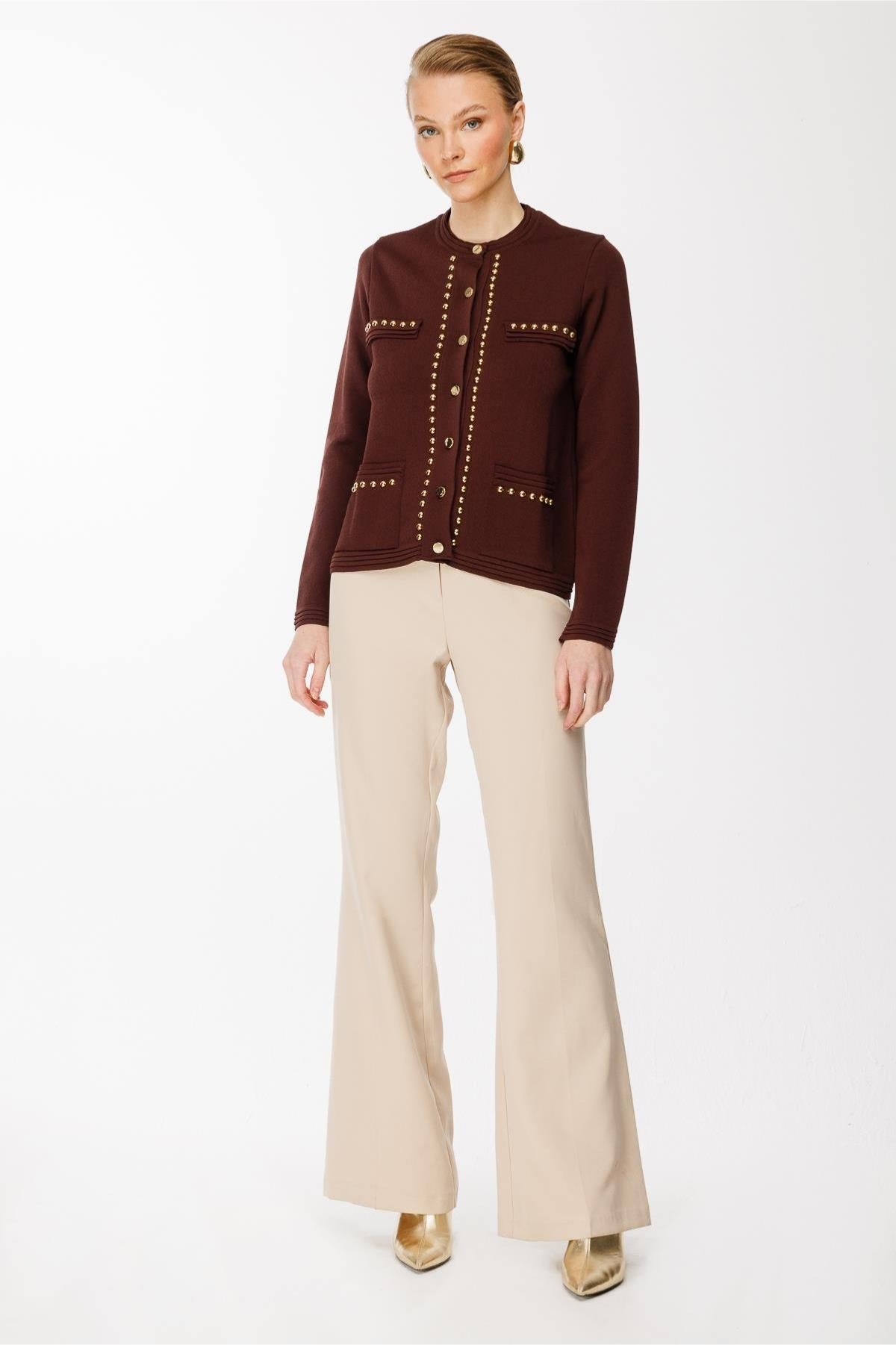 Stud Detailed Knitwear Jacket