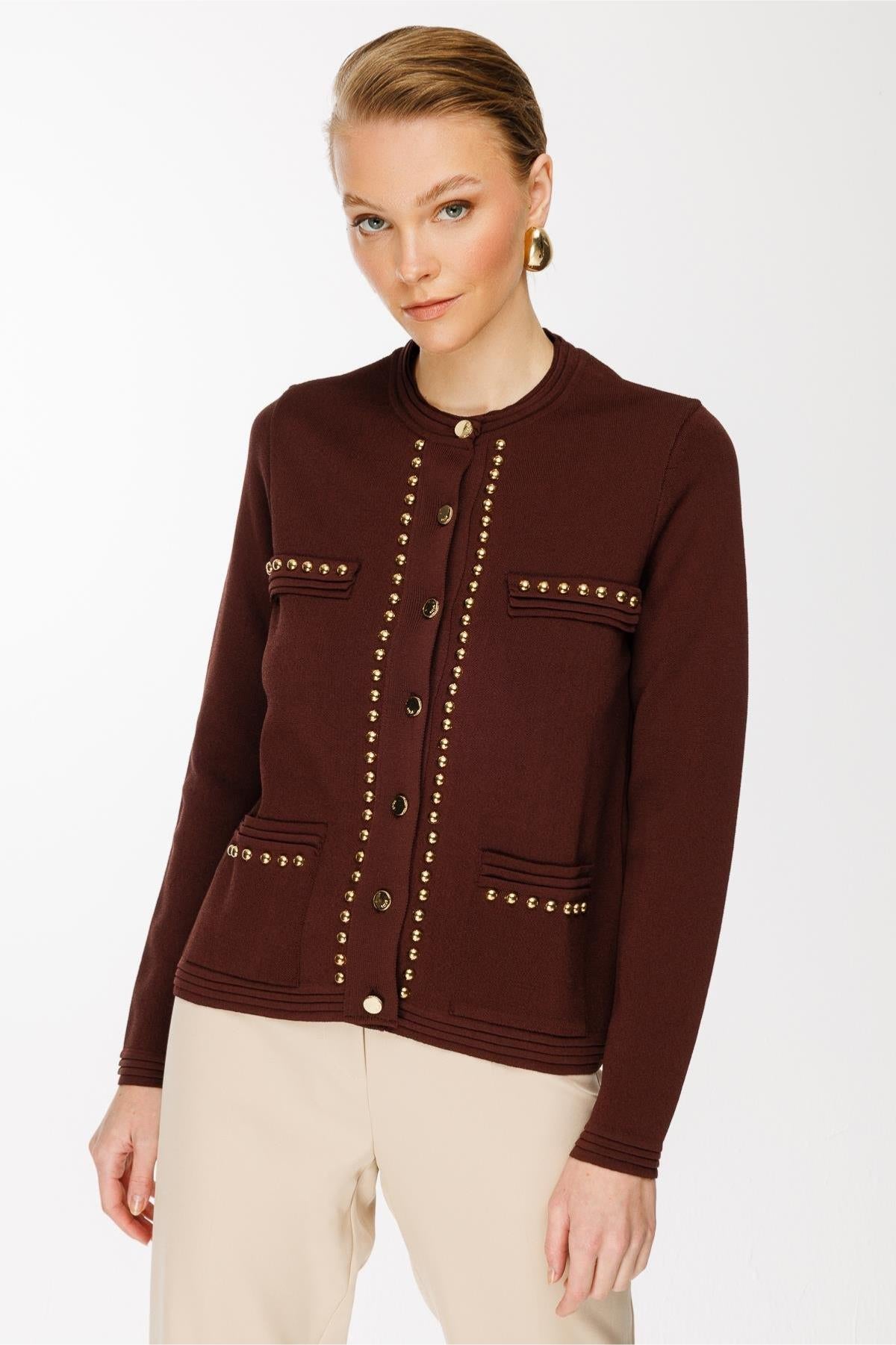 Stud Detailed Knitwear Jacket