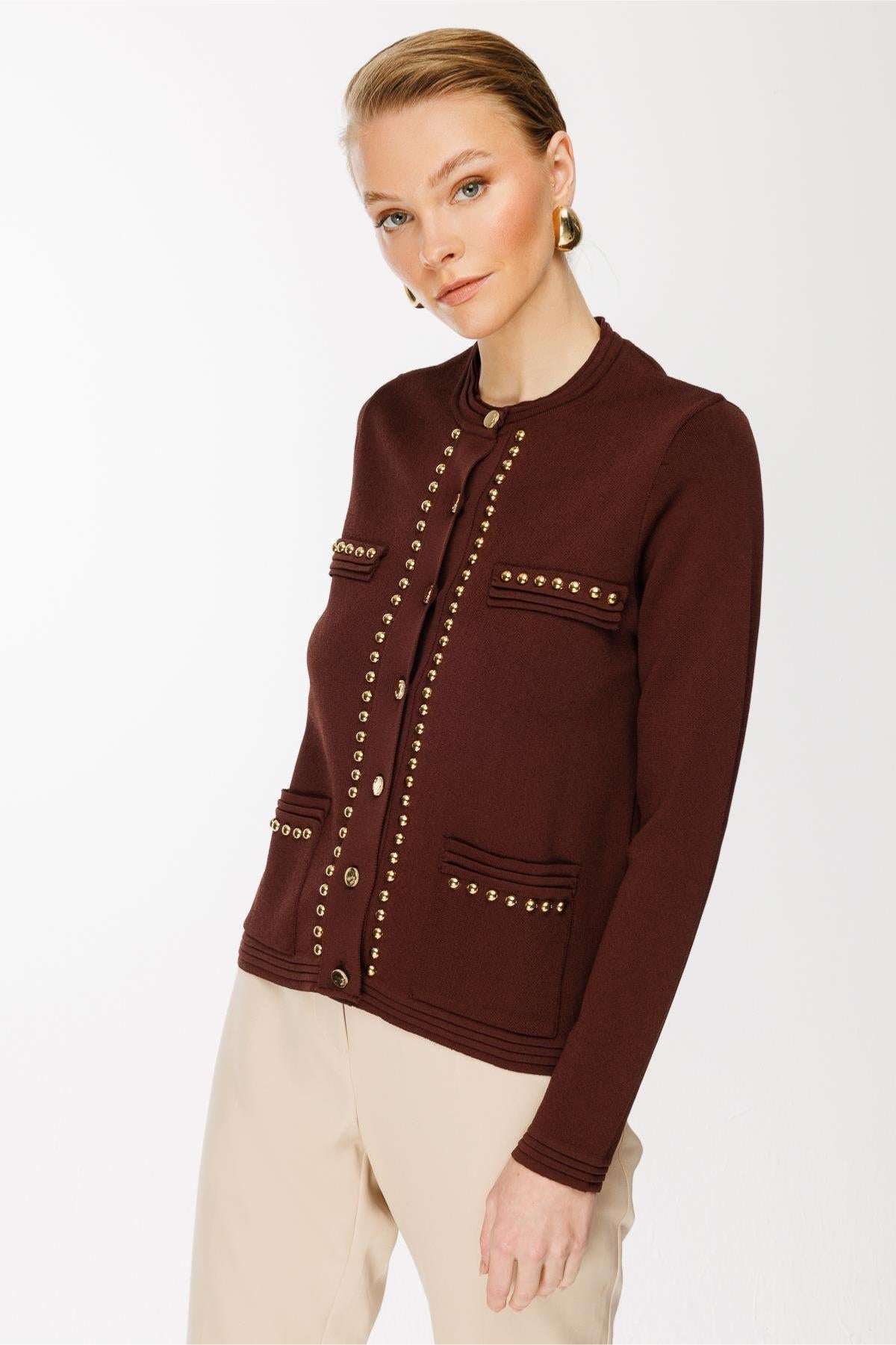 Stud Detailed Knitwear Jacket