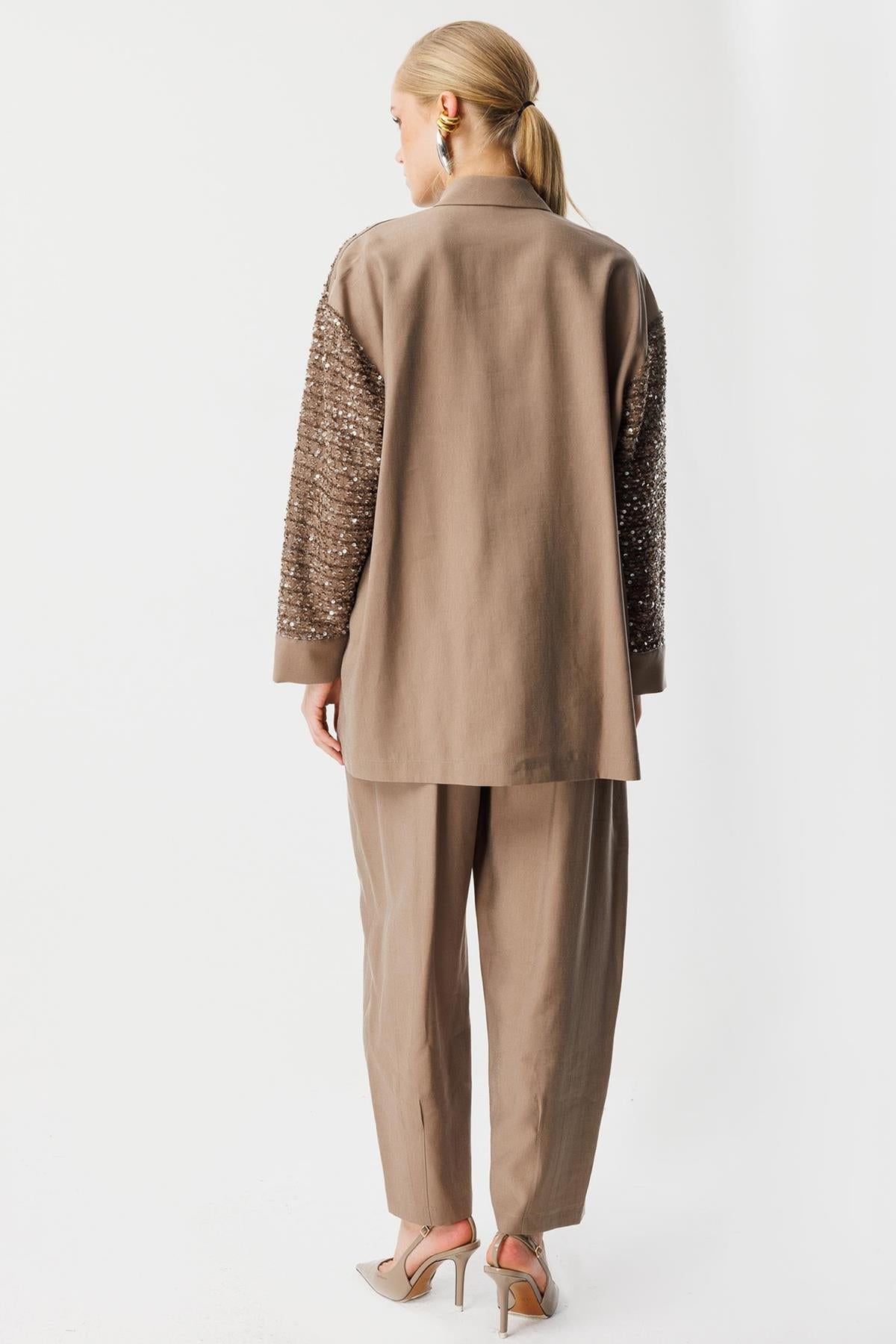 Pul Payet İşlemeli Gömlek Pantolon Takım