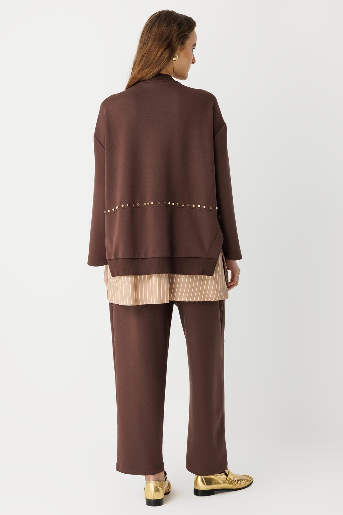 Zımba Detaylı Fermuarlı Ceket Ve Pantolon Takım