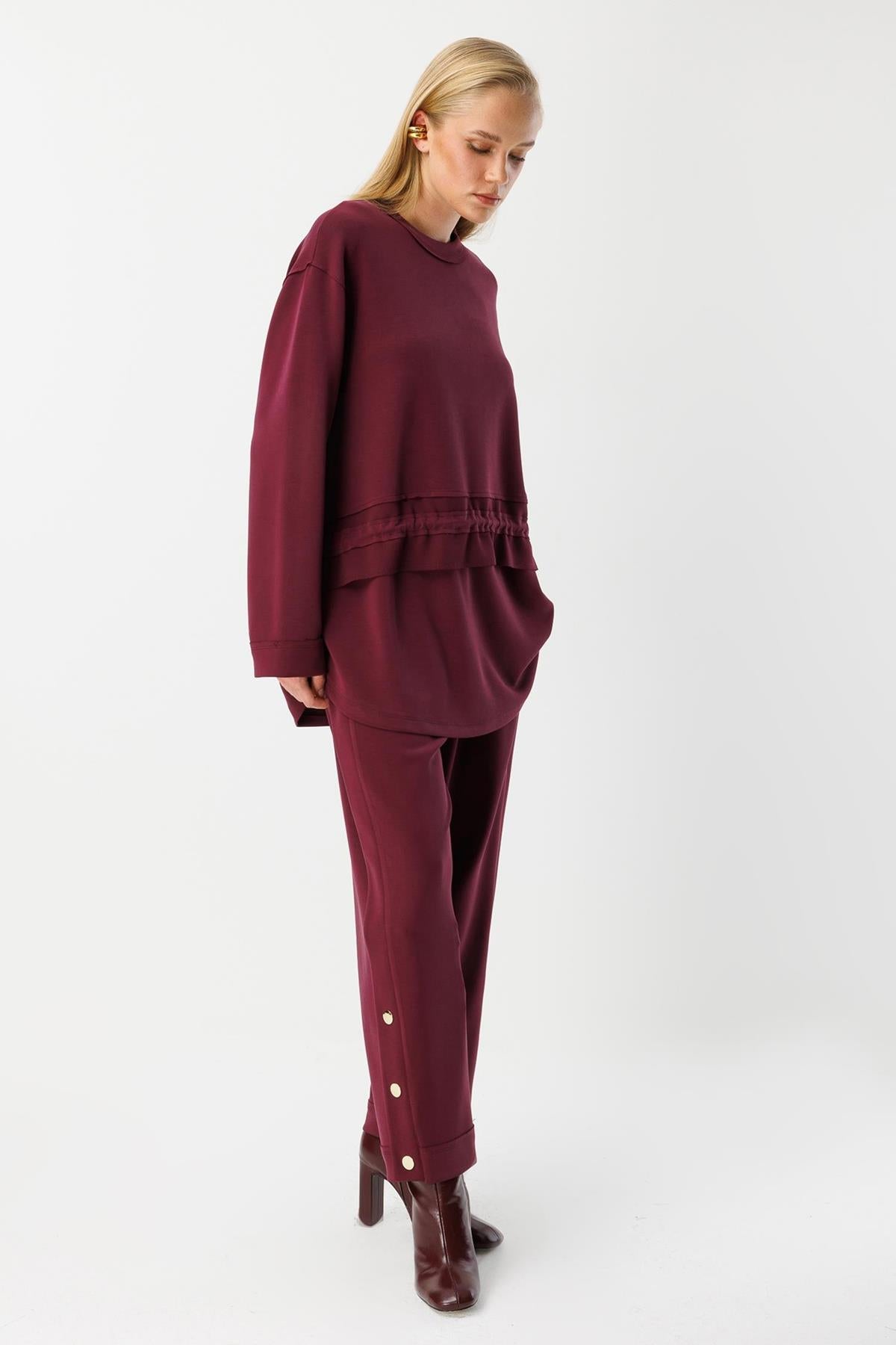 Düğme Aksesuarlı Pantolon Ve Tunik Takım