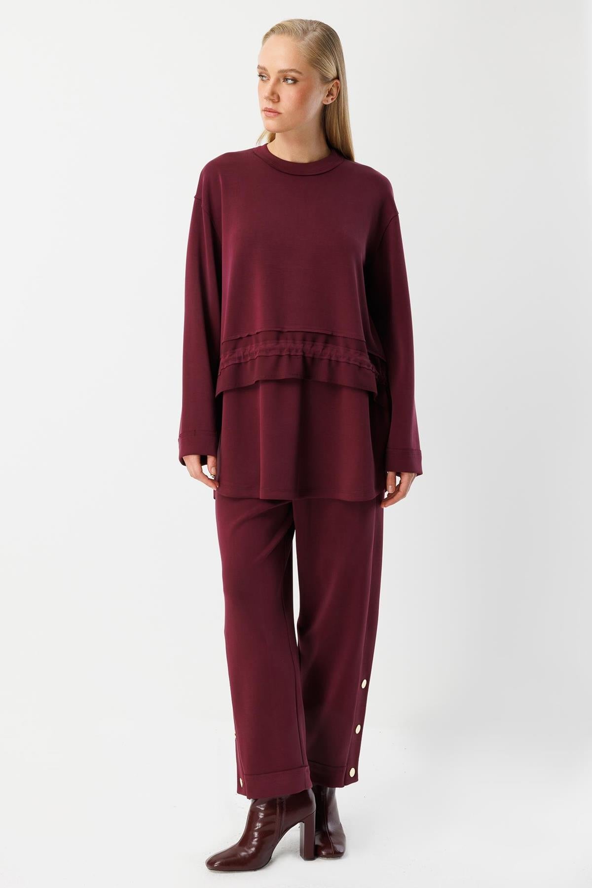 Düğme Aksesuarlı Pantolon Ve Tunik Takım