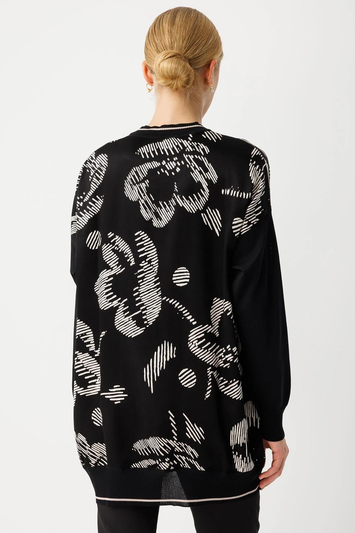 Sıfır Yaka Desenli Tunik