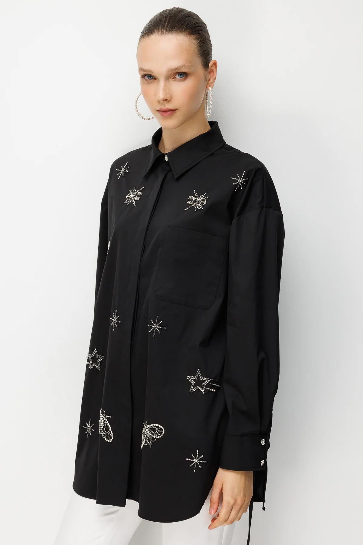 Tunic with Side Tie Detail and Embroidery