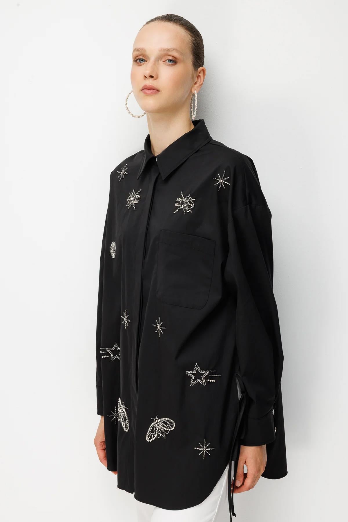 Tunic with Side Tie Detail and Embroidery