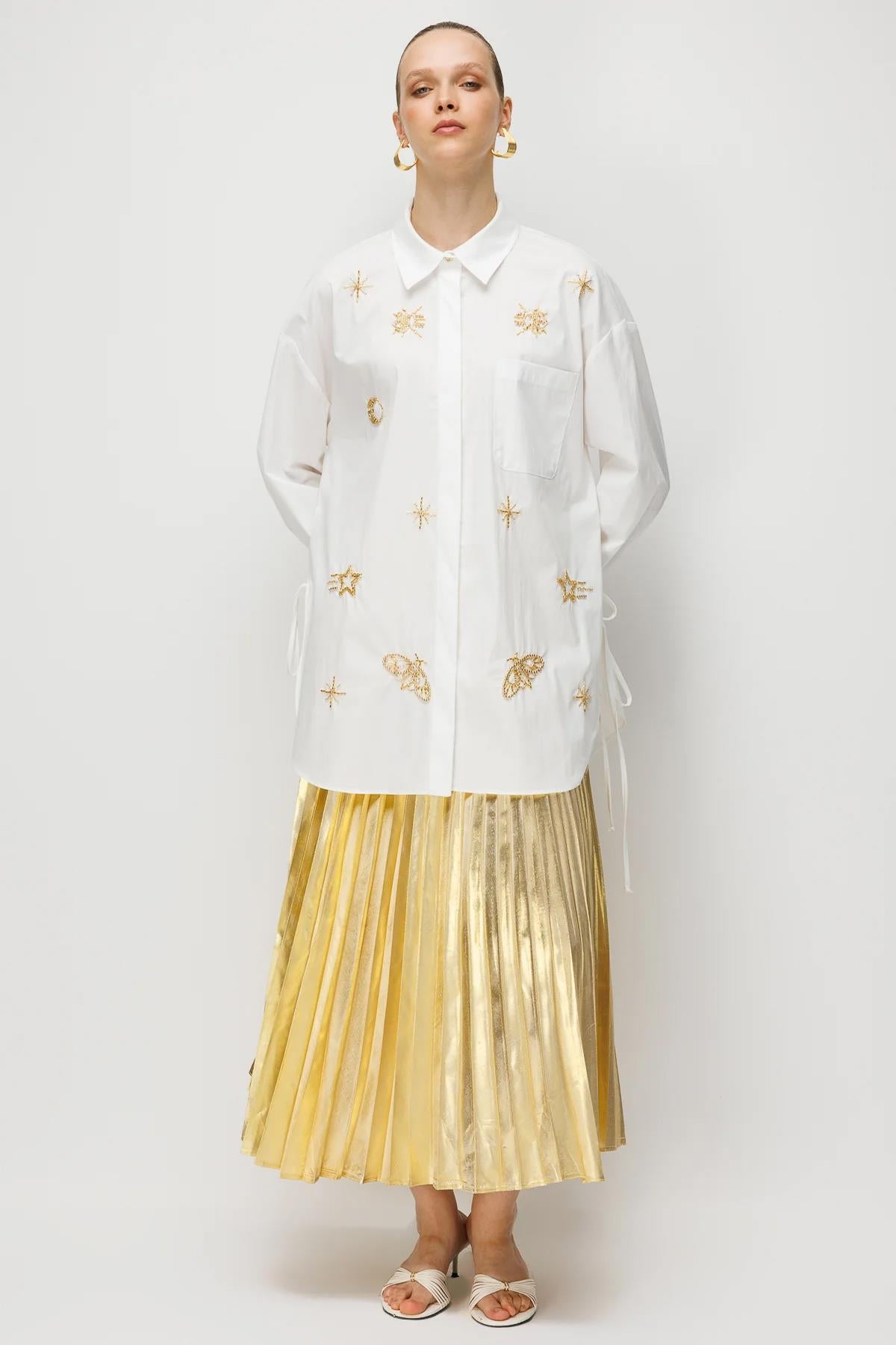 Tunic with Side Tie Detail and Embroidery