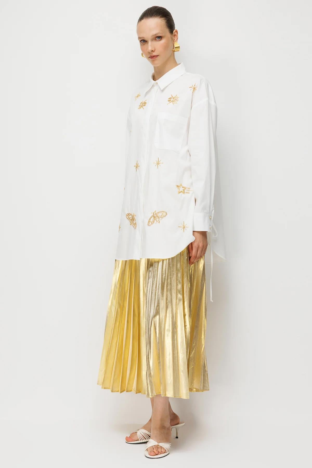 Tunic with Side Tie Detail and Embroidery