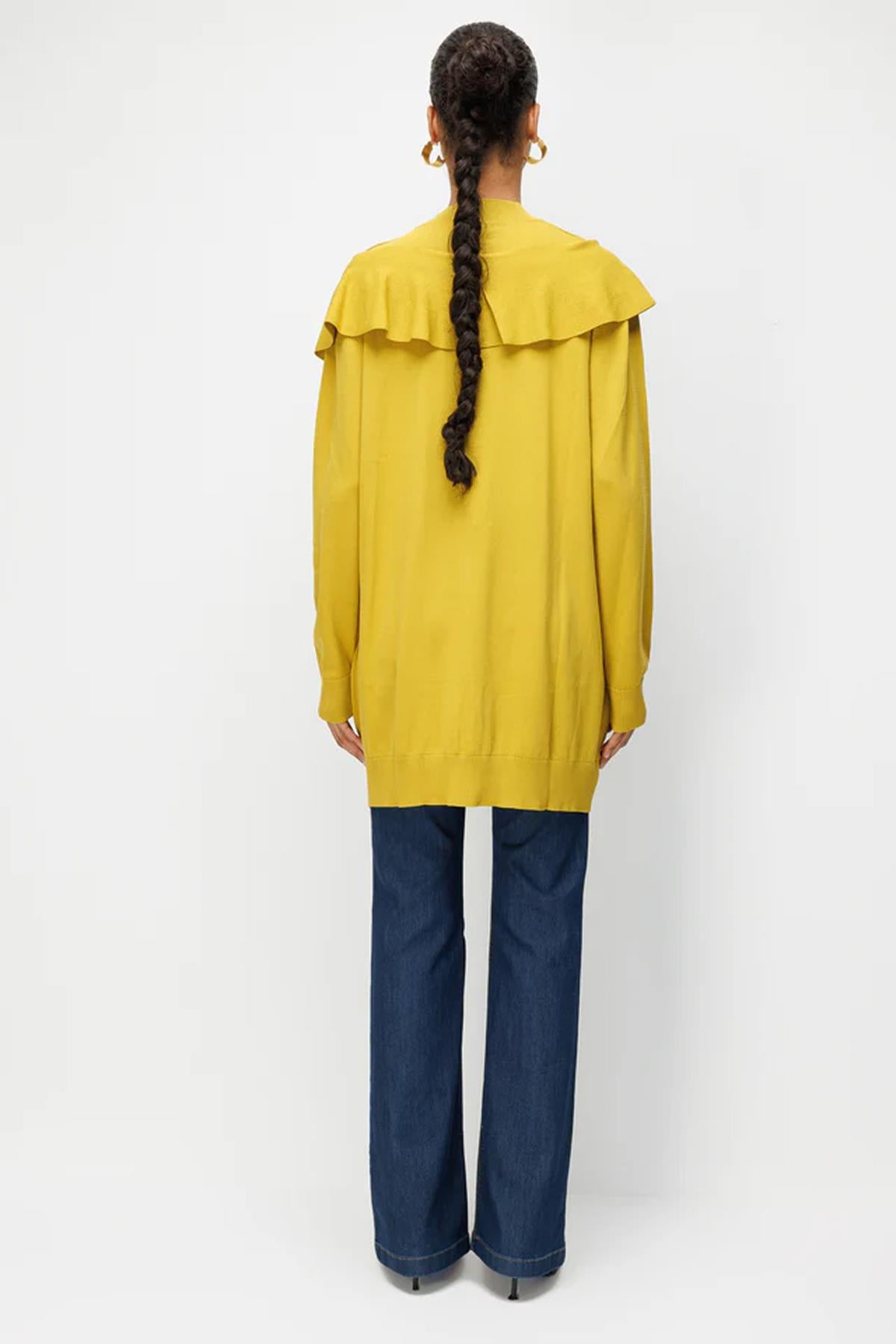 Ön Fırfır Detaylı Triko Tunik