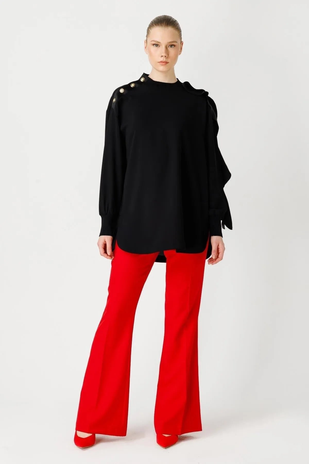 Sleeve Ruffle Detail Tunic