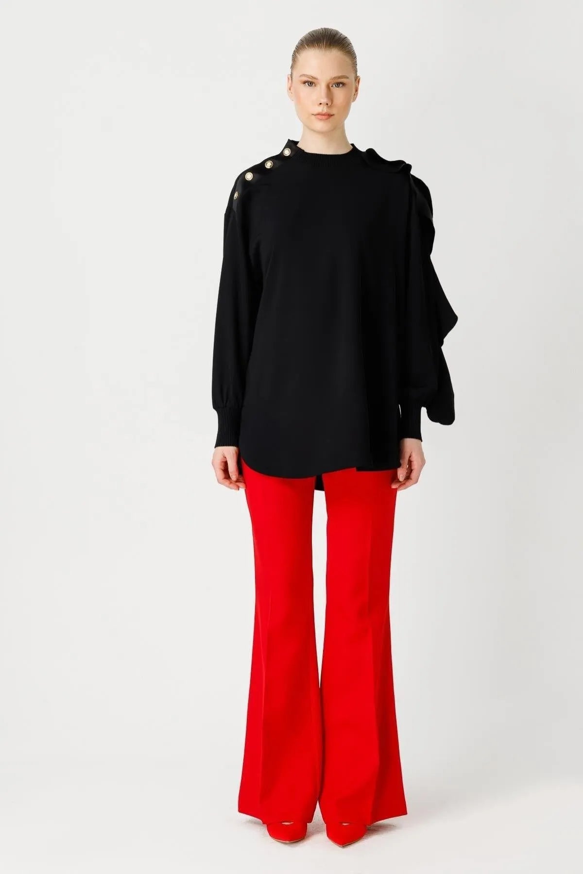 Sleeve Ruffle Detail Tunic