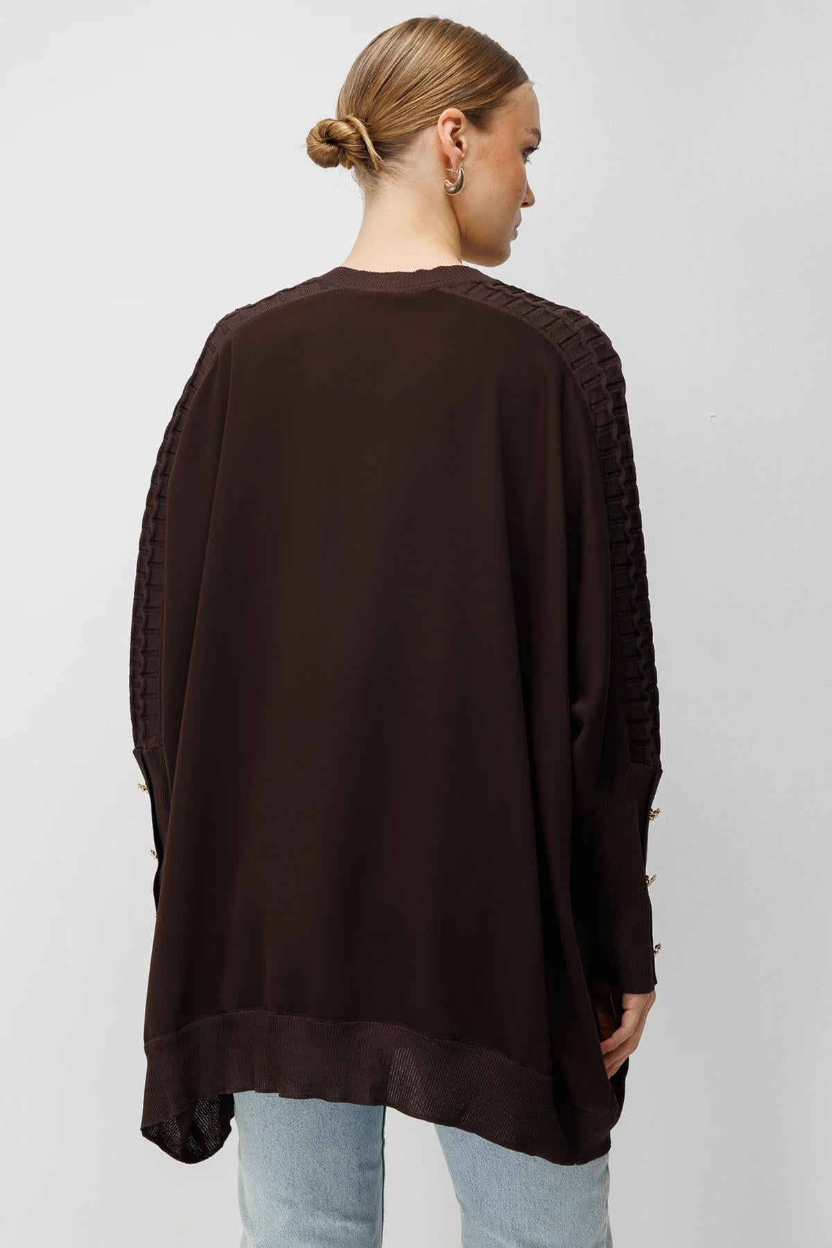 Örgü Kol Detaylı Oversize Tunik