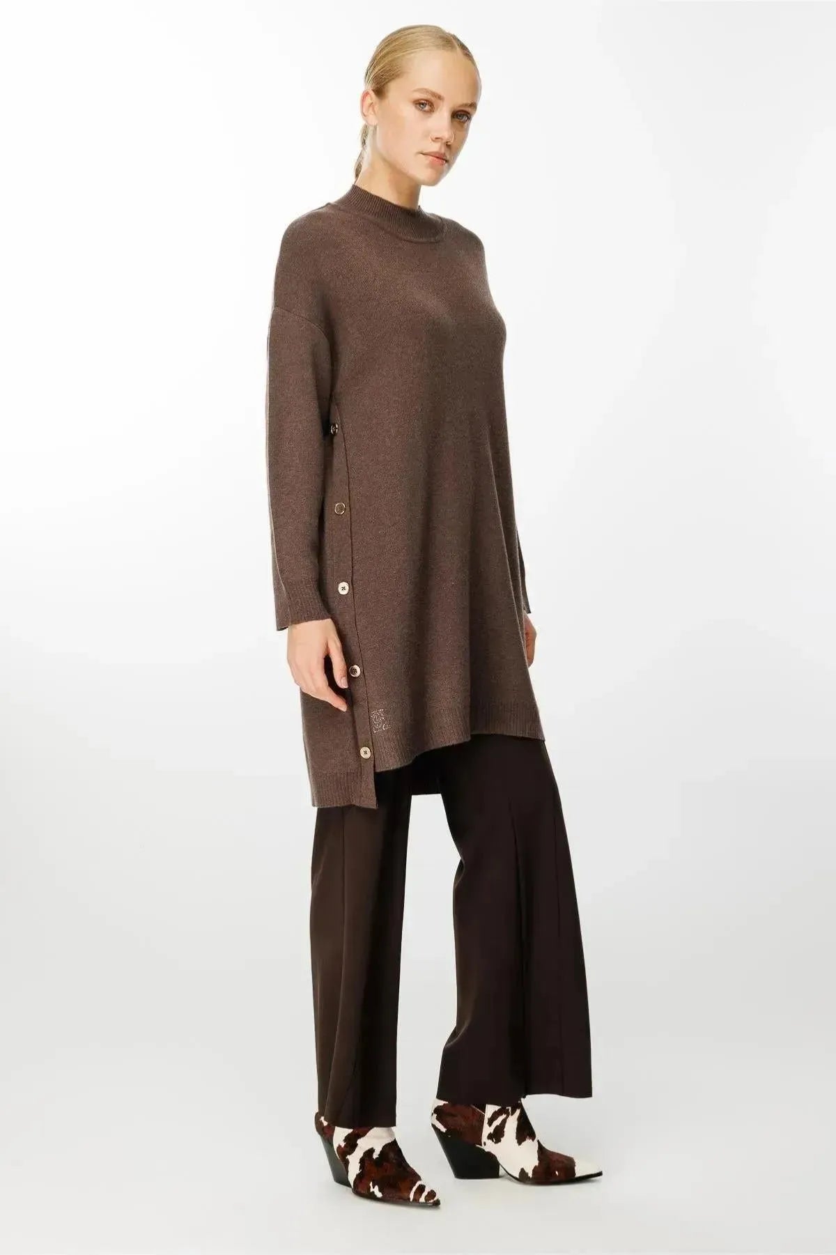 Knitted Tunic with Side Buttons