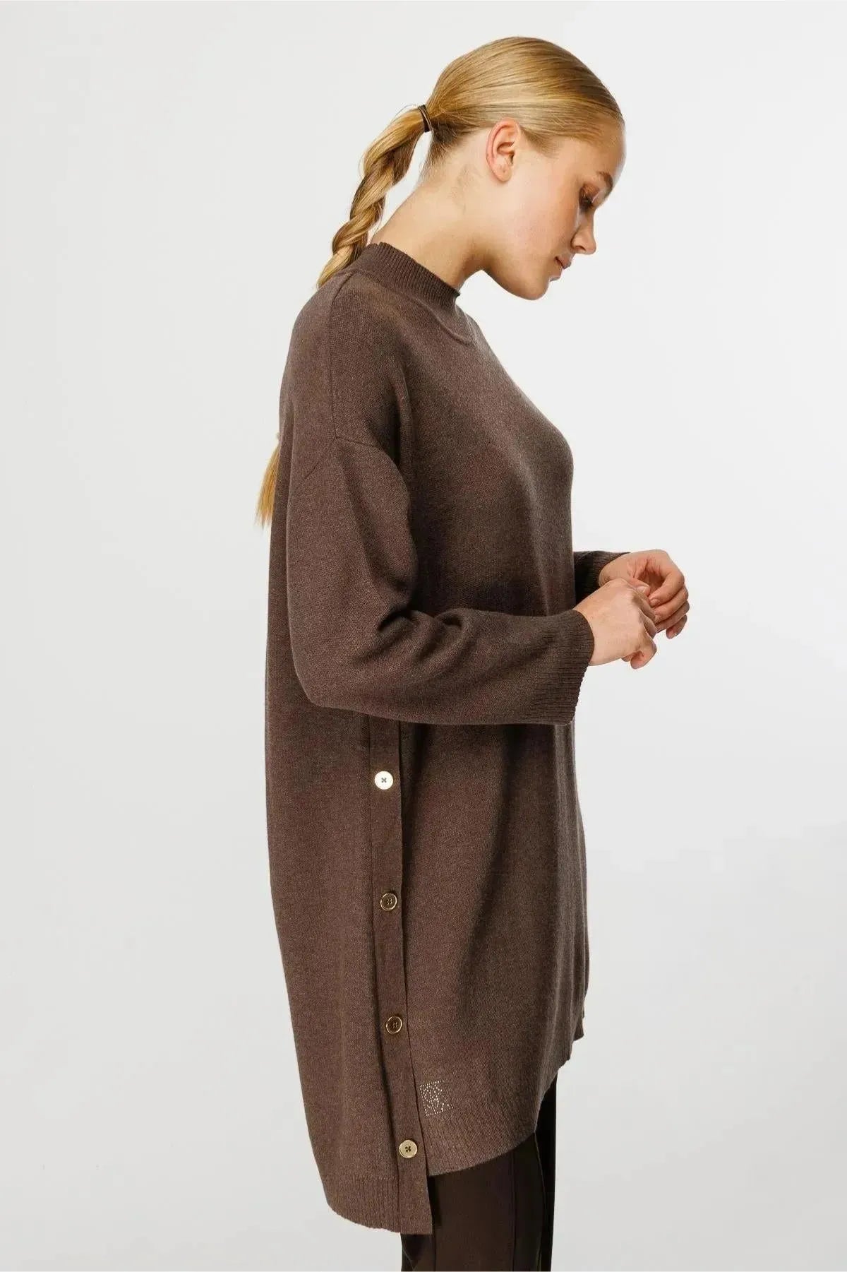 Knitted Tunic with Side Buttons