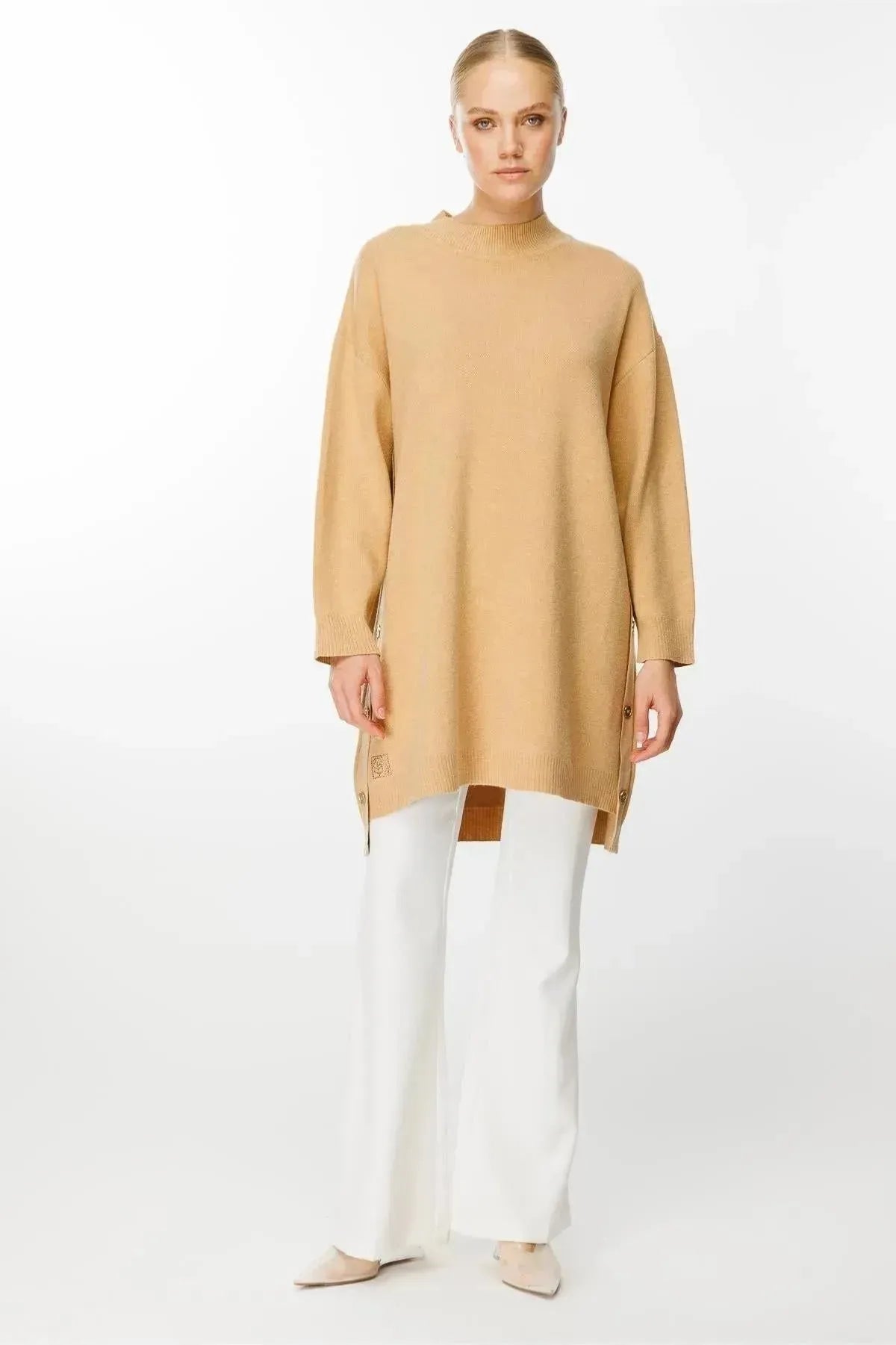 Knitted Tunic with Side Buttons