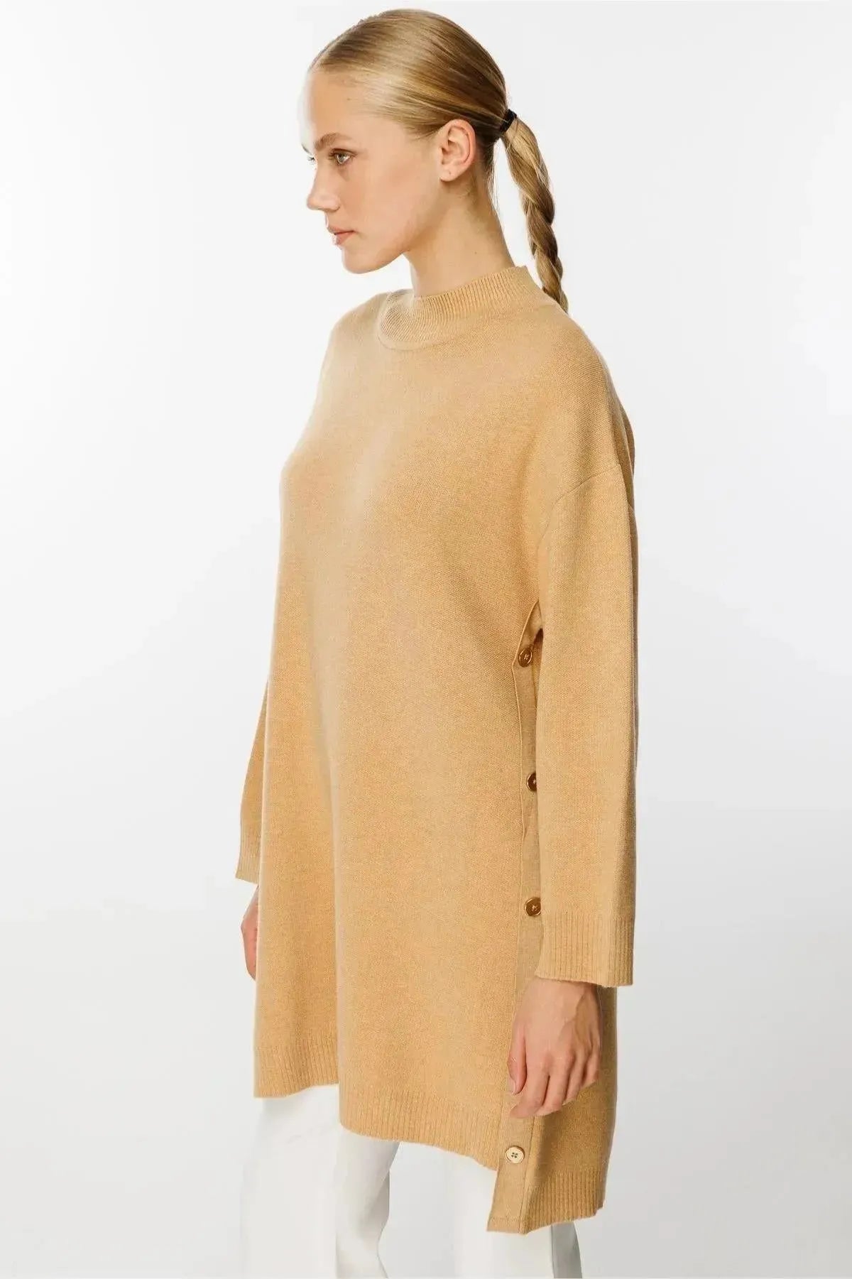Knitted Tunic with Side Buttons