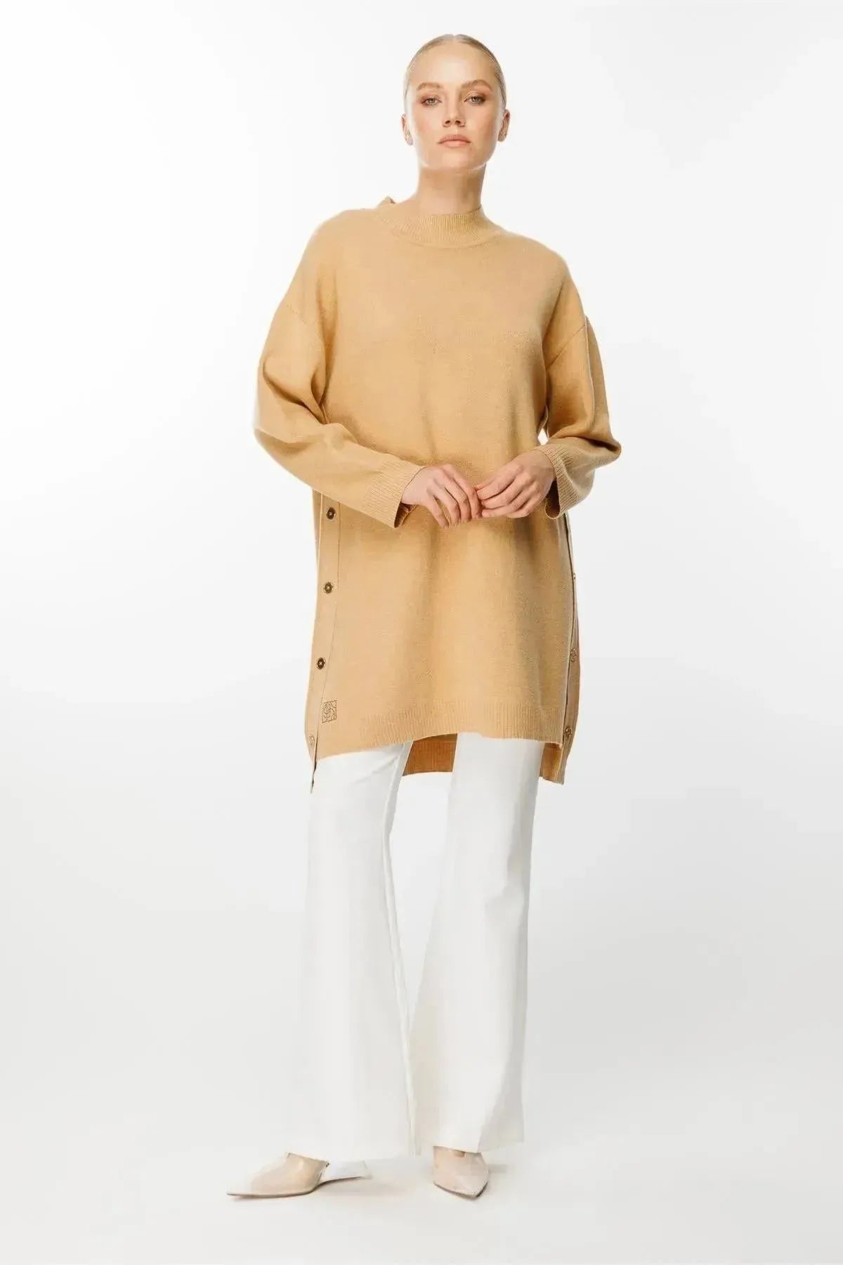 Knitted Tunic with Side Buttons