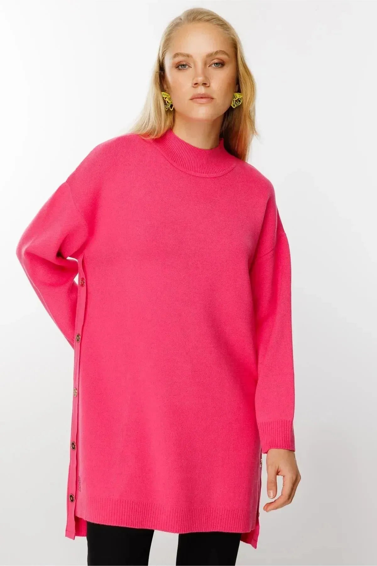 Knitted Tunic with Side Buttons