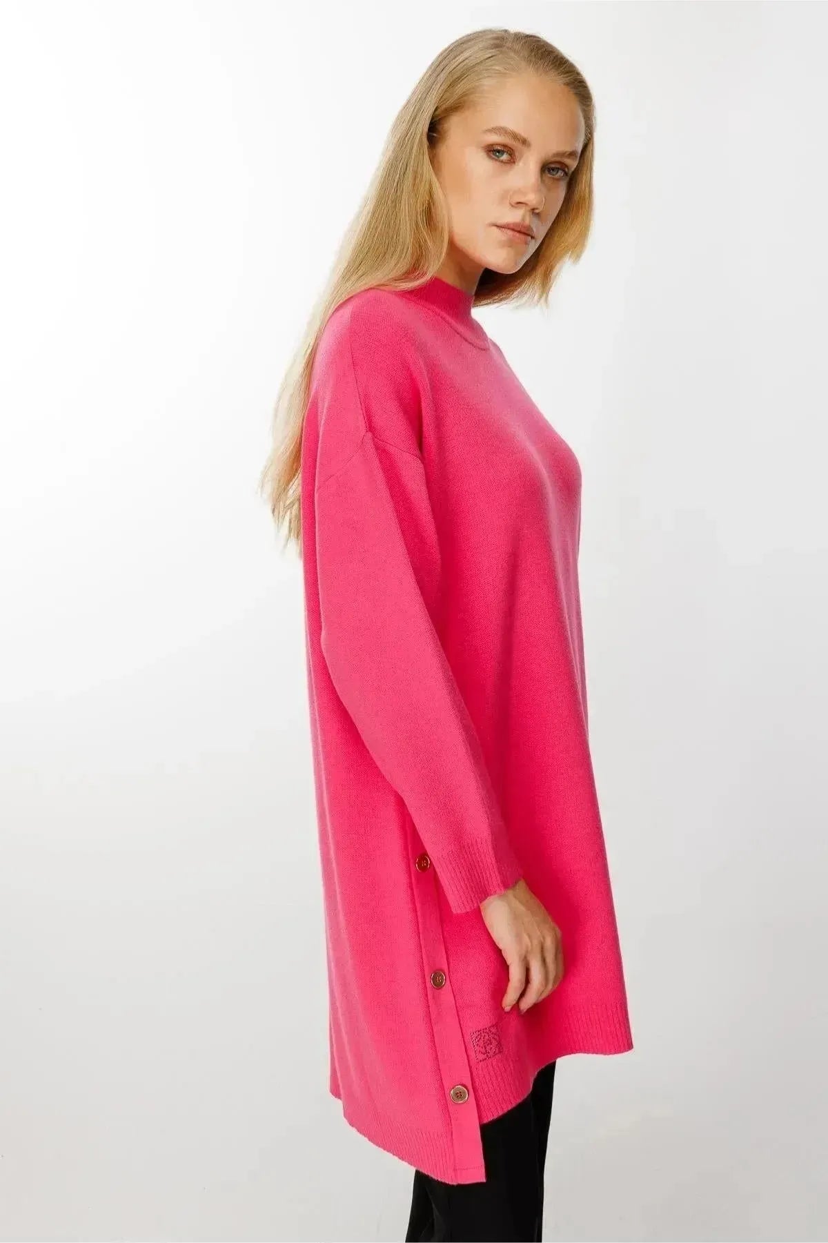 Knitted Tunic with Side Buttons