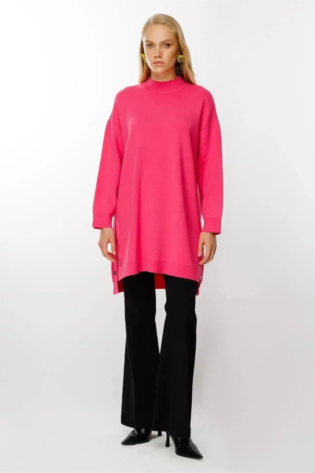 Knitted Tunic with Side Buttons