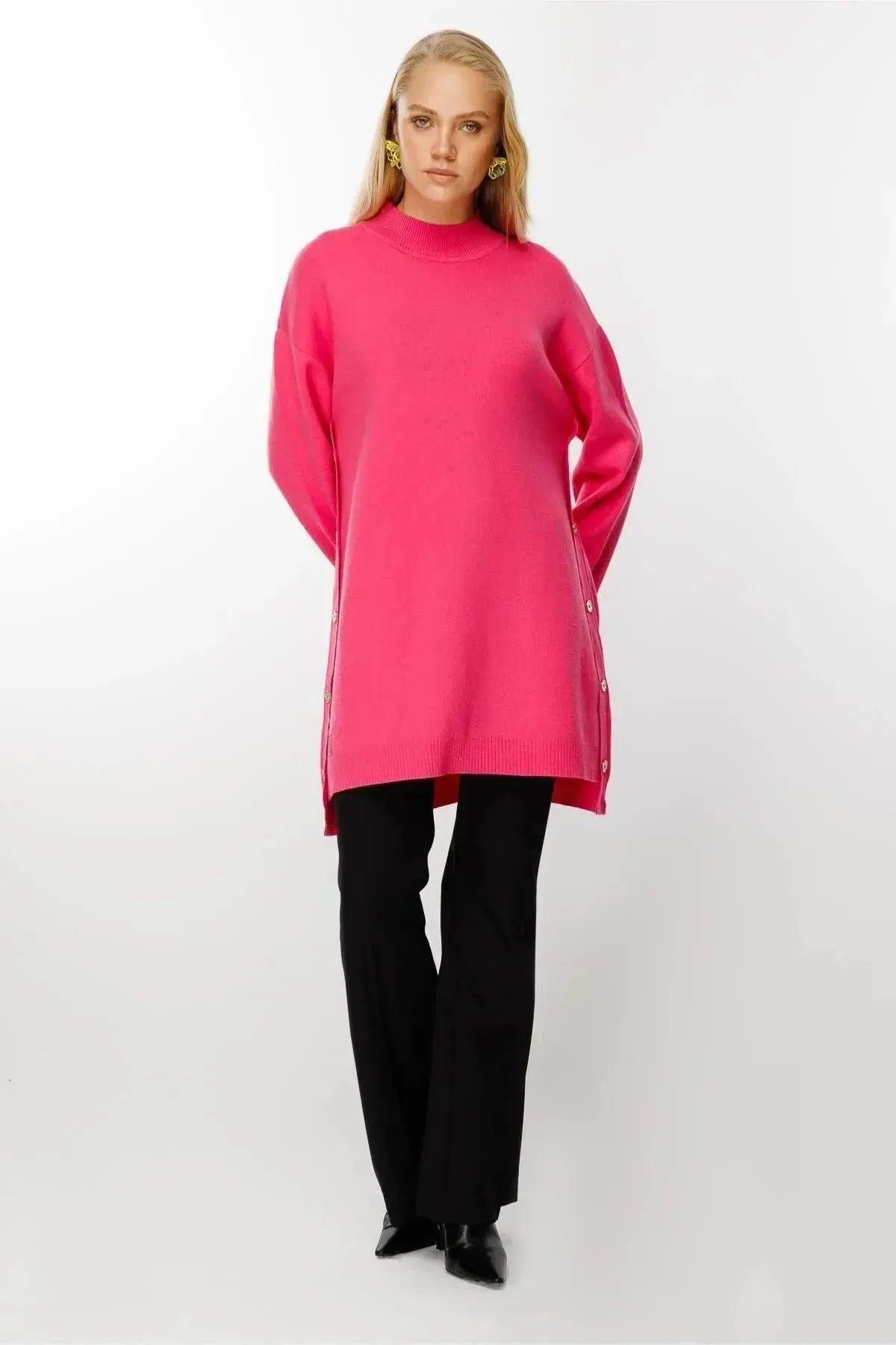 Knitted Tunic with Side Buttons