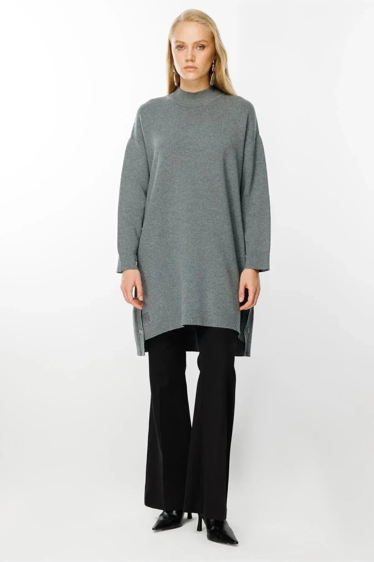 Knitted Tunic with Side Buttons