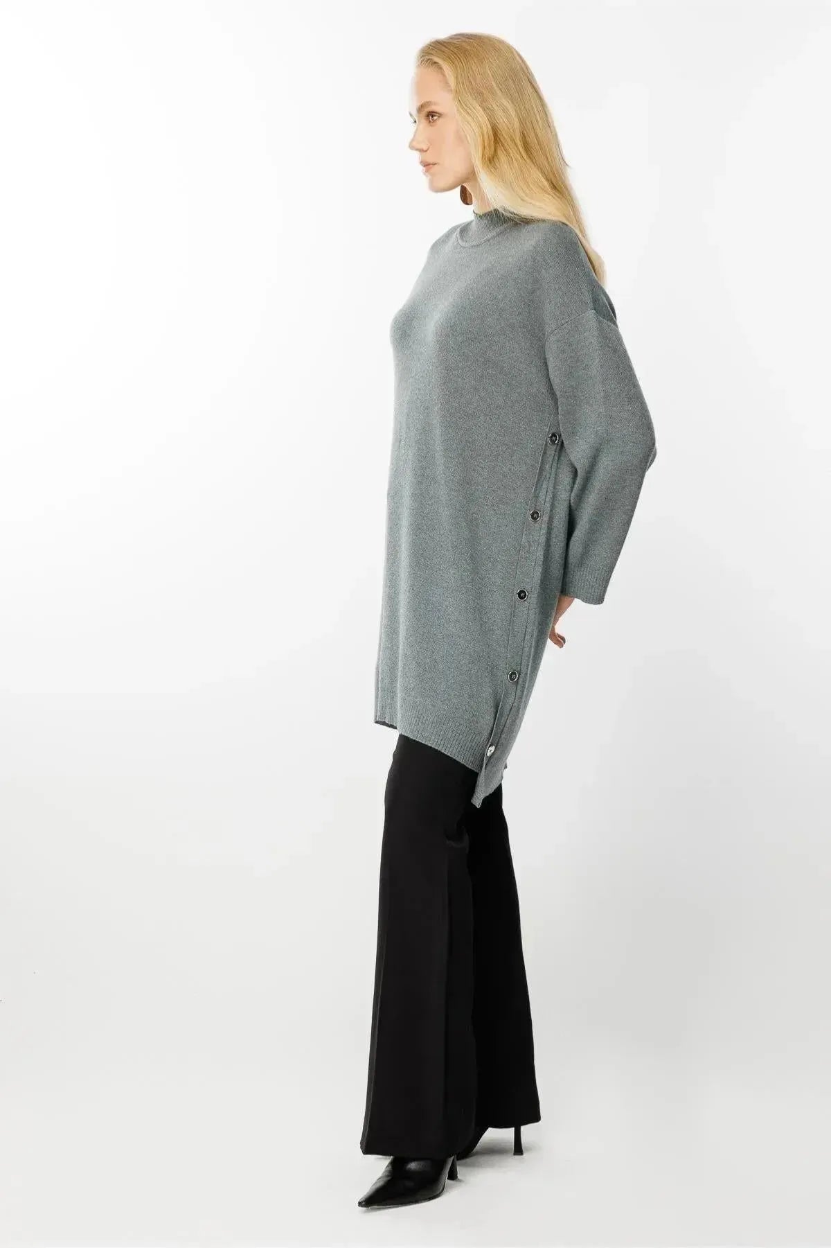 Knitted Tunic with Side Buttons